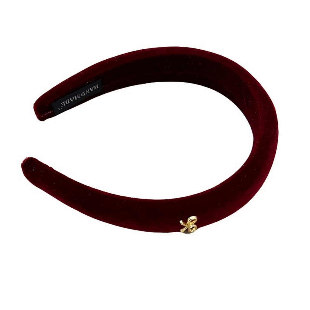 Anna-Kaci Women's Padded Headband with Soft Velvet Texture and Delicate Bow Accent Detail