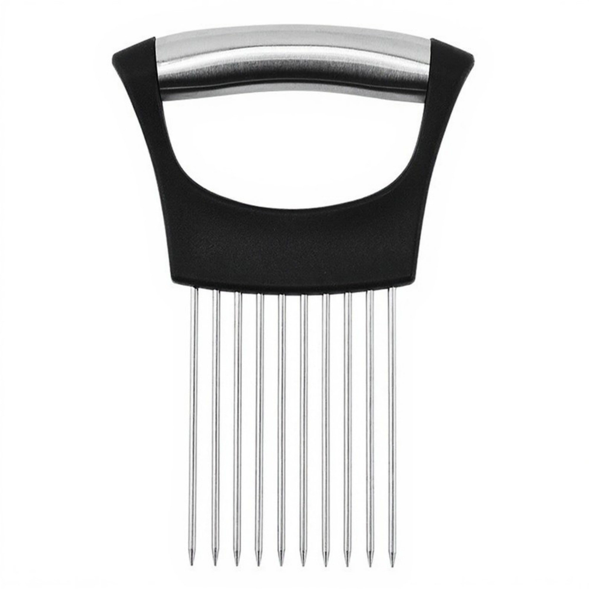 Anna-Kaci 3-Piece Stainless Steel Onion Holder Slicing Tool with Ergonomic Handle and Sharp Metal Prongs for Safer Food Prep