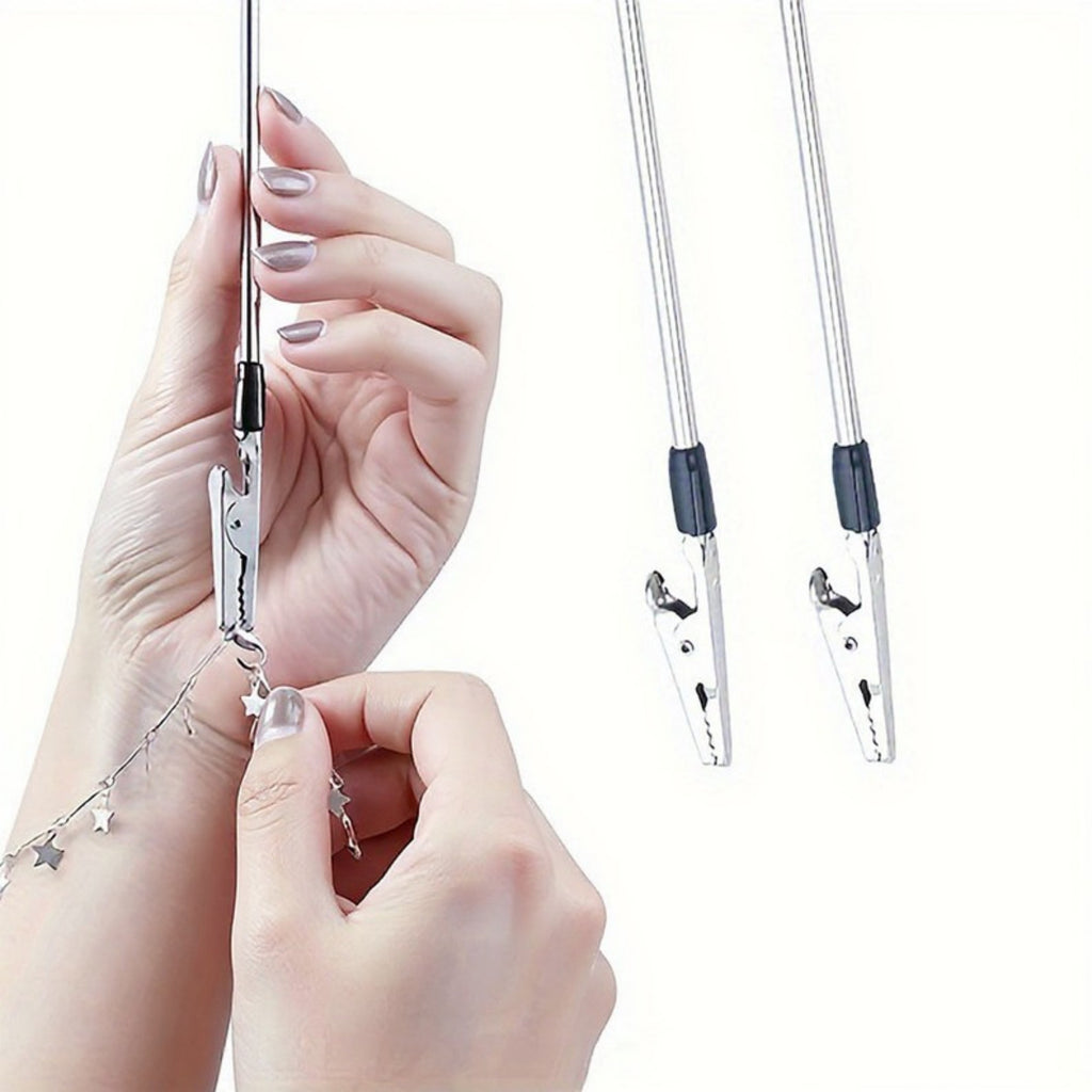 Anna-Kaci 3-Piece Jewelry Fastener Helper Tool with Long Handle and Secure Alligator Clip for Easy Necklace and Bracelet Clasping