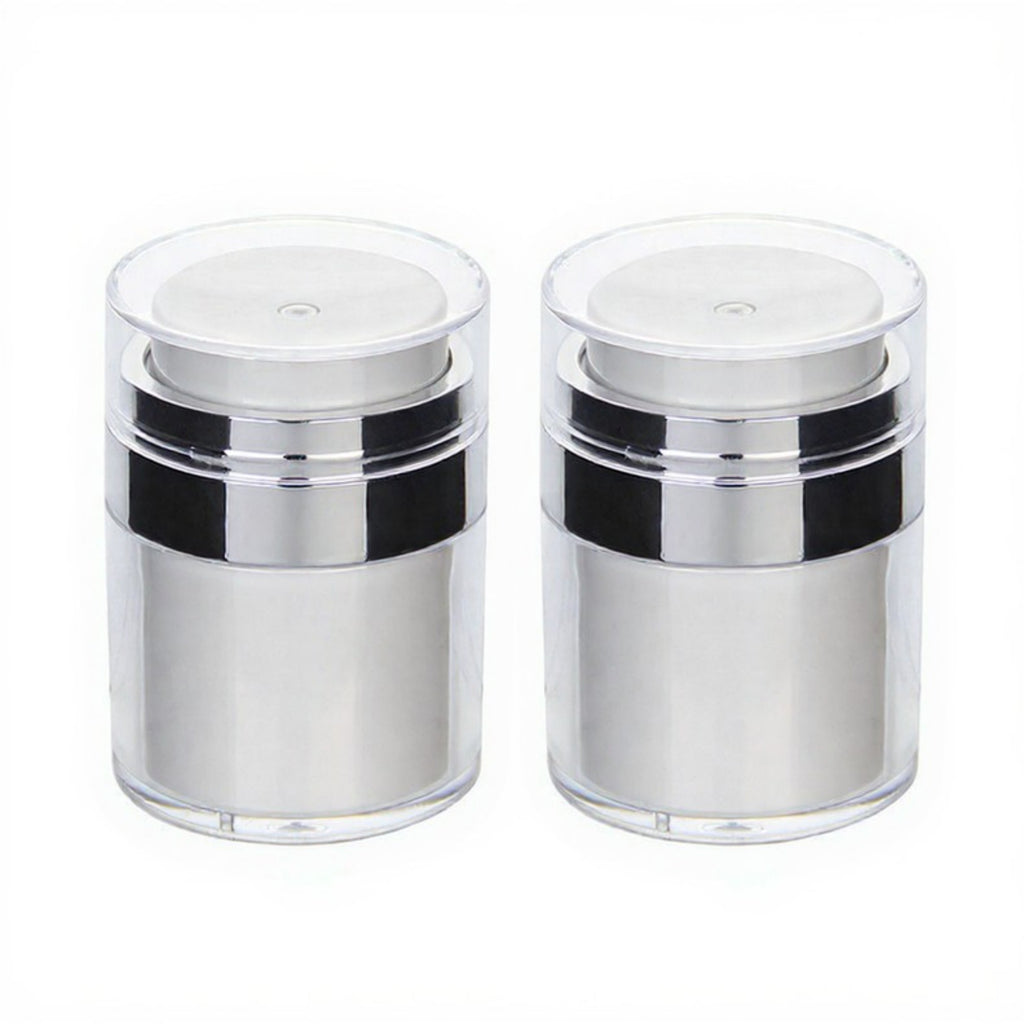 Anna-Kaci Refillable Cosmetic Cream Pump Jars with Push Down Dispenser Lid 2-Piece Set