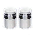 Anna-Kaci Refillable Cosmetic Cream Pump Jars with Push Down Dispenser Lid 2-Piece Set