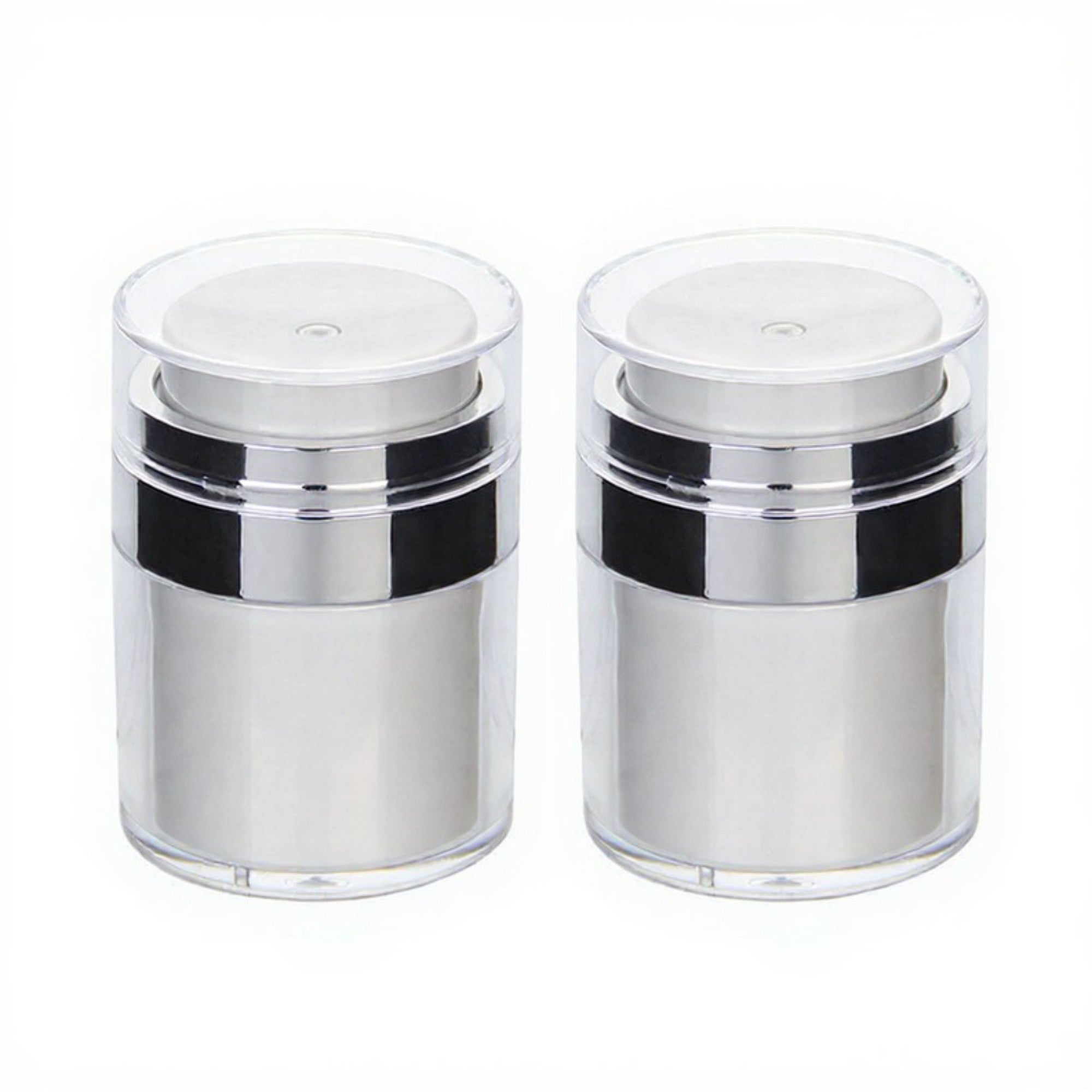 Anna-Kaci Refillable Cosmetic Cream Pump Jars with Push Down Dispenser Lid 2-Piece Set