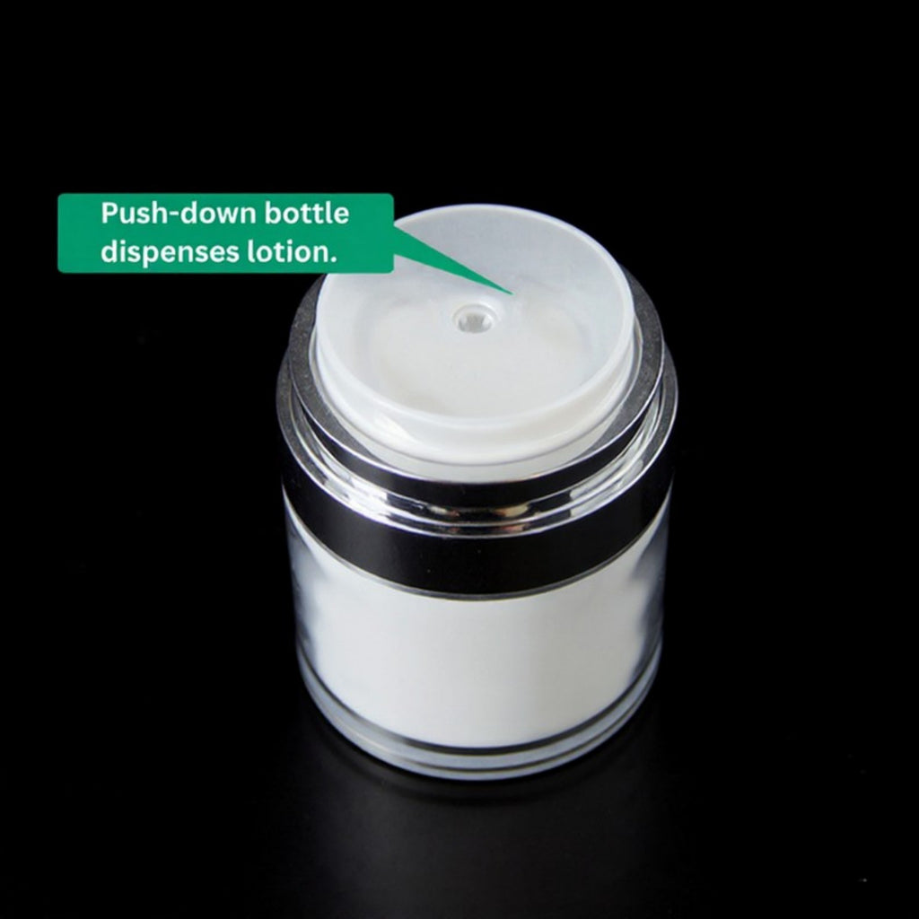 Anna-Kaci Refillable Cosmetic Cream Pump Jars with Push Down Dispenser Lid 2-Piece Set