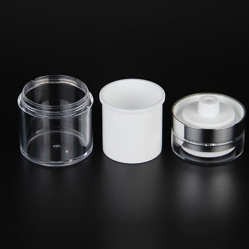 Anna-Kaci Refillable Cosmetic Cream Pump Jars with Push Down Dispenser Lid 2-Piece Set