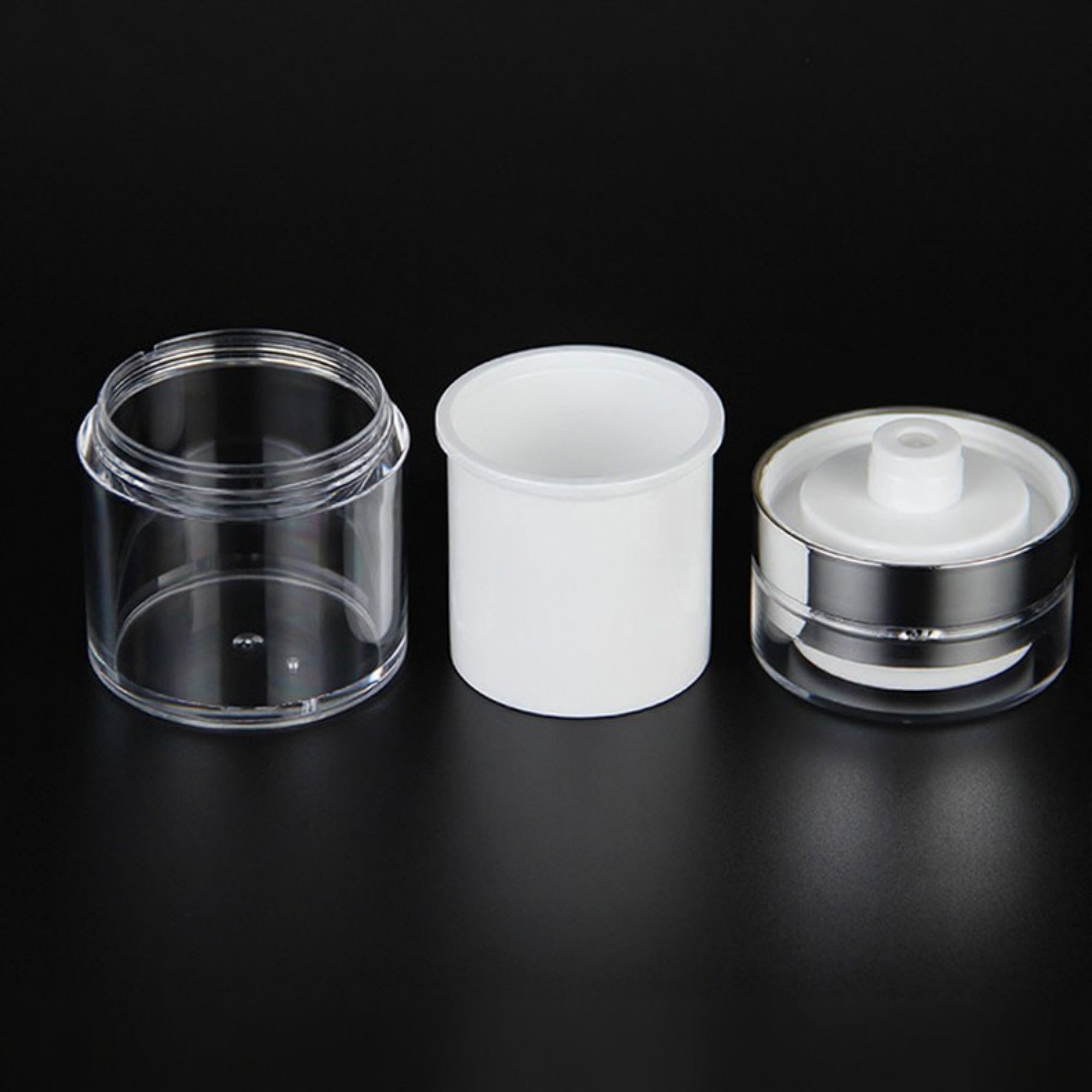 Anna-Kaci Refillable Cosmetic Cream Pump Jars with Push Down Dispenser Lid 2-Piece Set