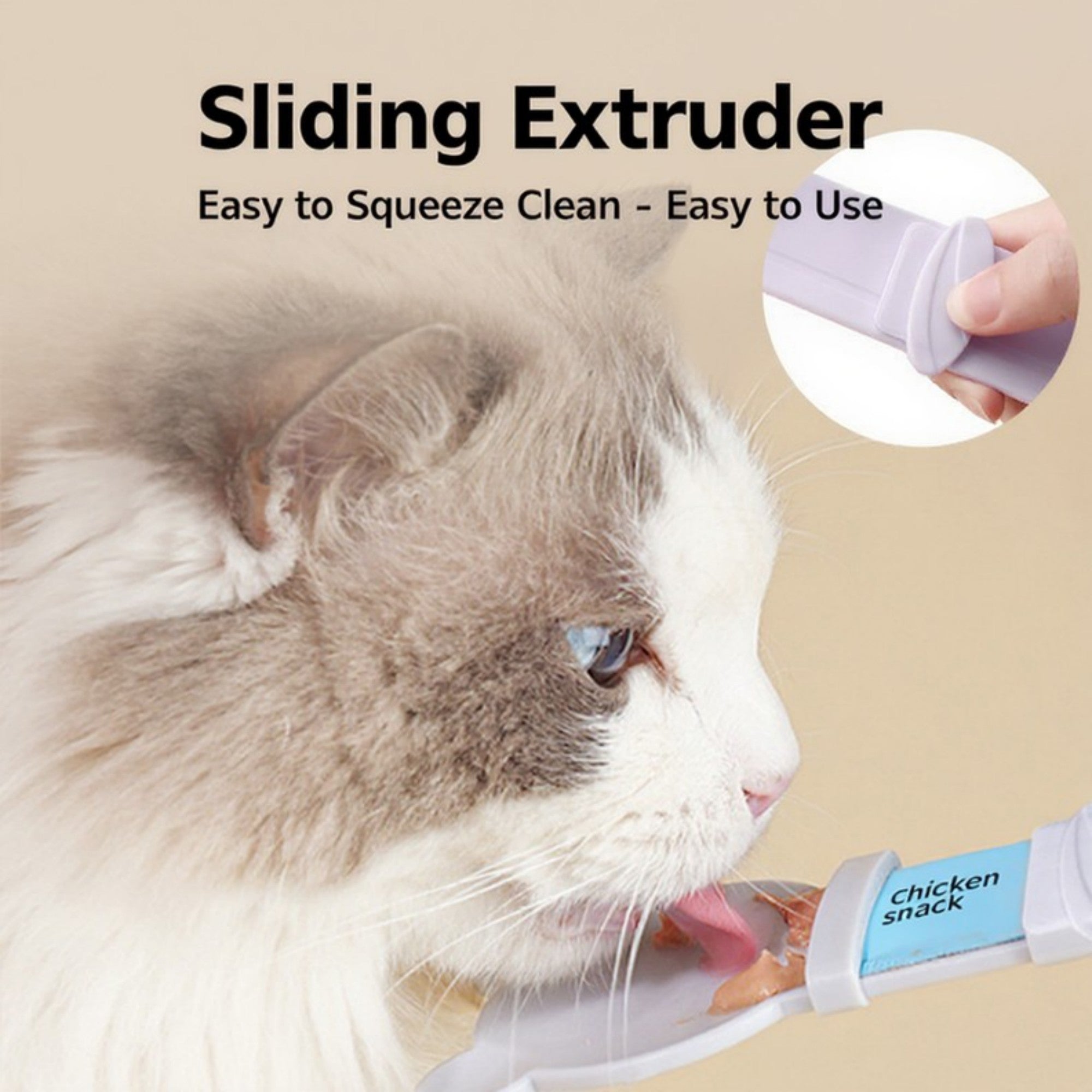 Anna-Kaci Cat Treat Tube Squeezer with Sliding Extruder Design for Wet Food and Puree Snacks 3-Piece Set