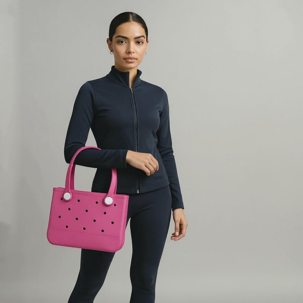 Anna-Kaci Women's Perforated Structured Tote Bag with Dual Handles and Flexible Design 11x4.3x8.3in