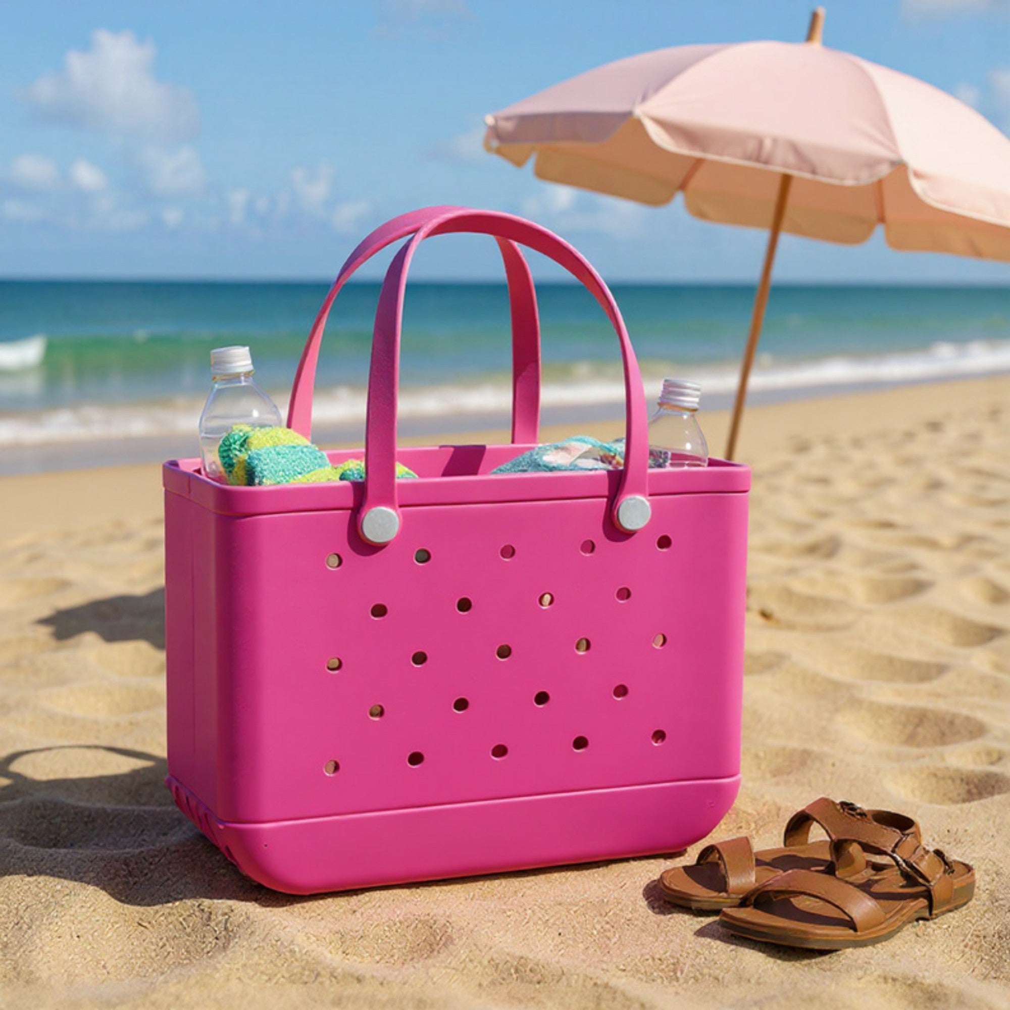 Anna-Kaci Women's Perforated Structured Tote Bag with Dual Handles and Flexible Design 11x4.3x8.3in