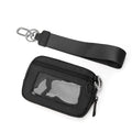 Zippered Wristlet Key Pouch with Clear ID Window Compact Card Holder and Detachable Strap