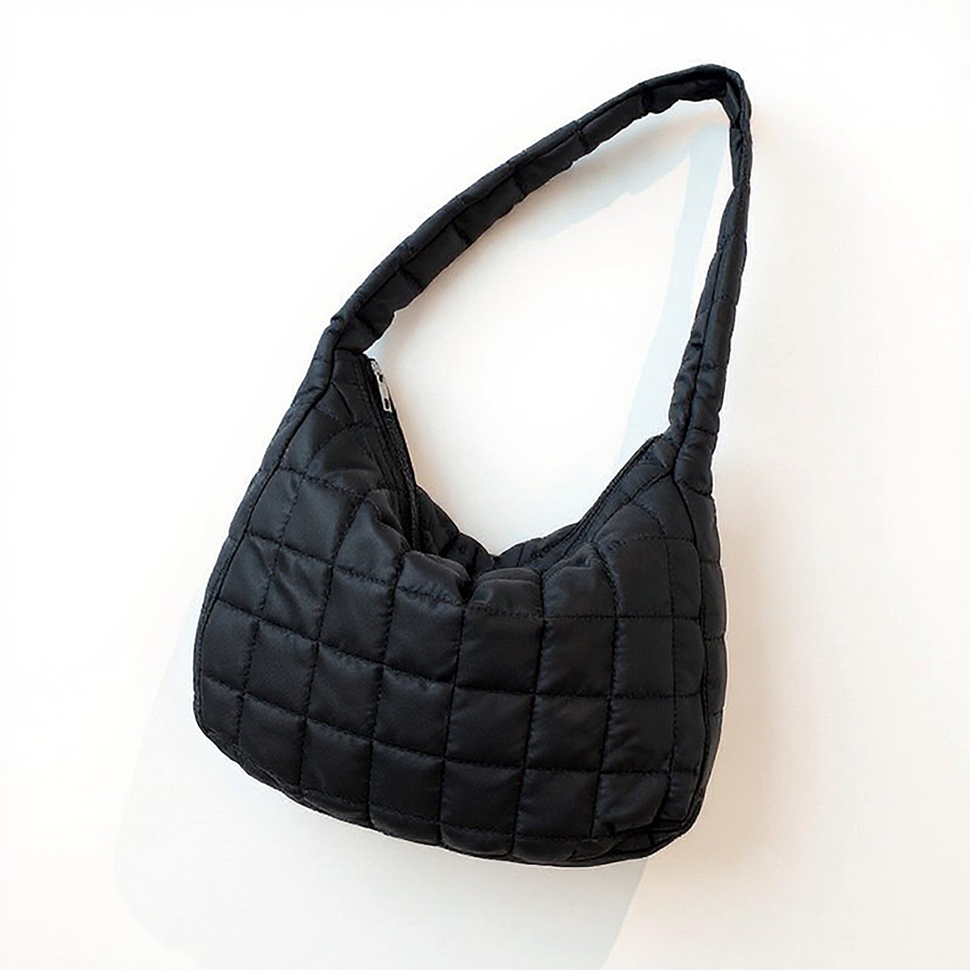 Alilang Women's Quilted Shoulder Bag with Padded Handle and Zip Top Closure