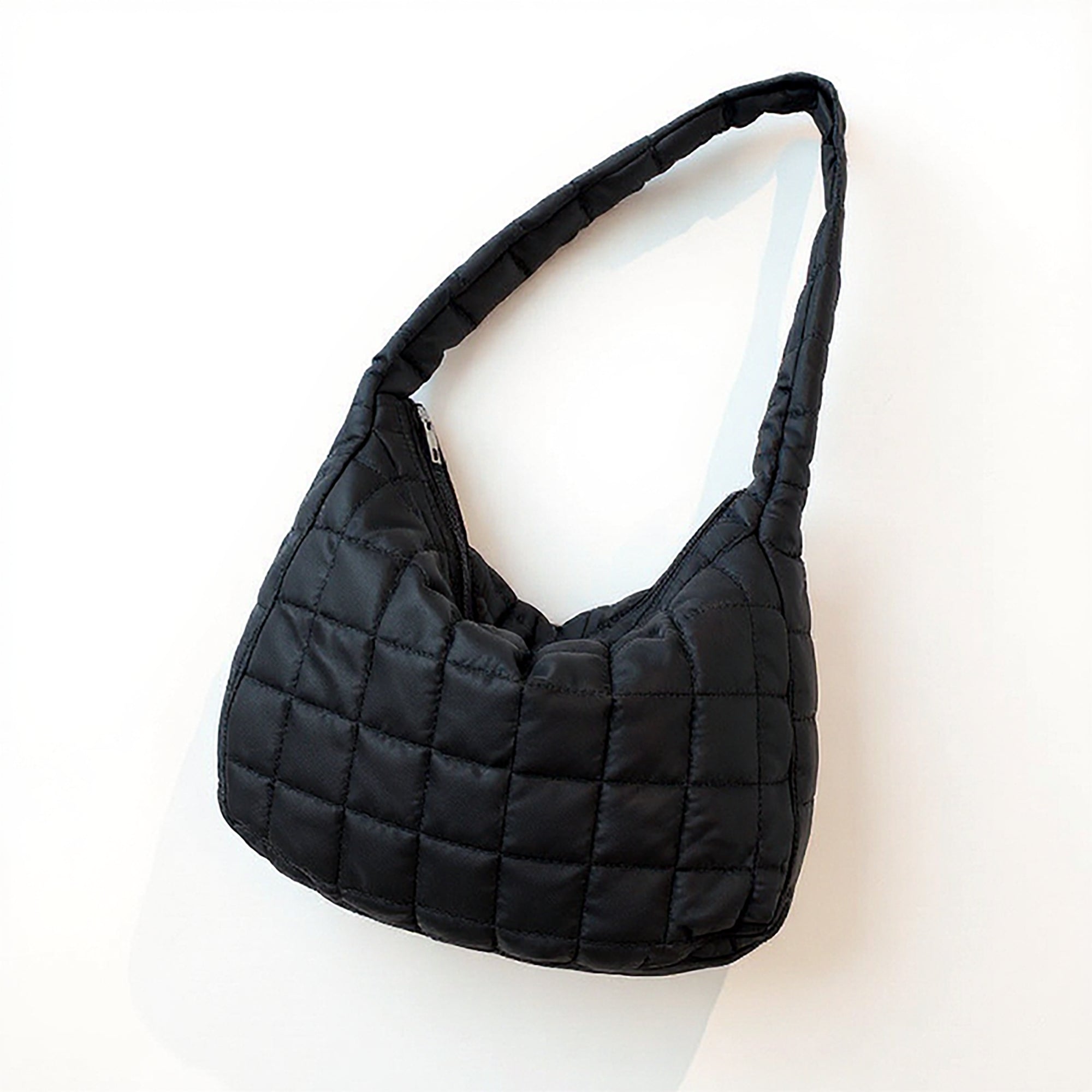 Alilang Women's Quilted Shoulder Bag with Padded Handle and Zip Top Closure