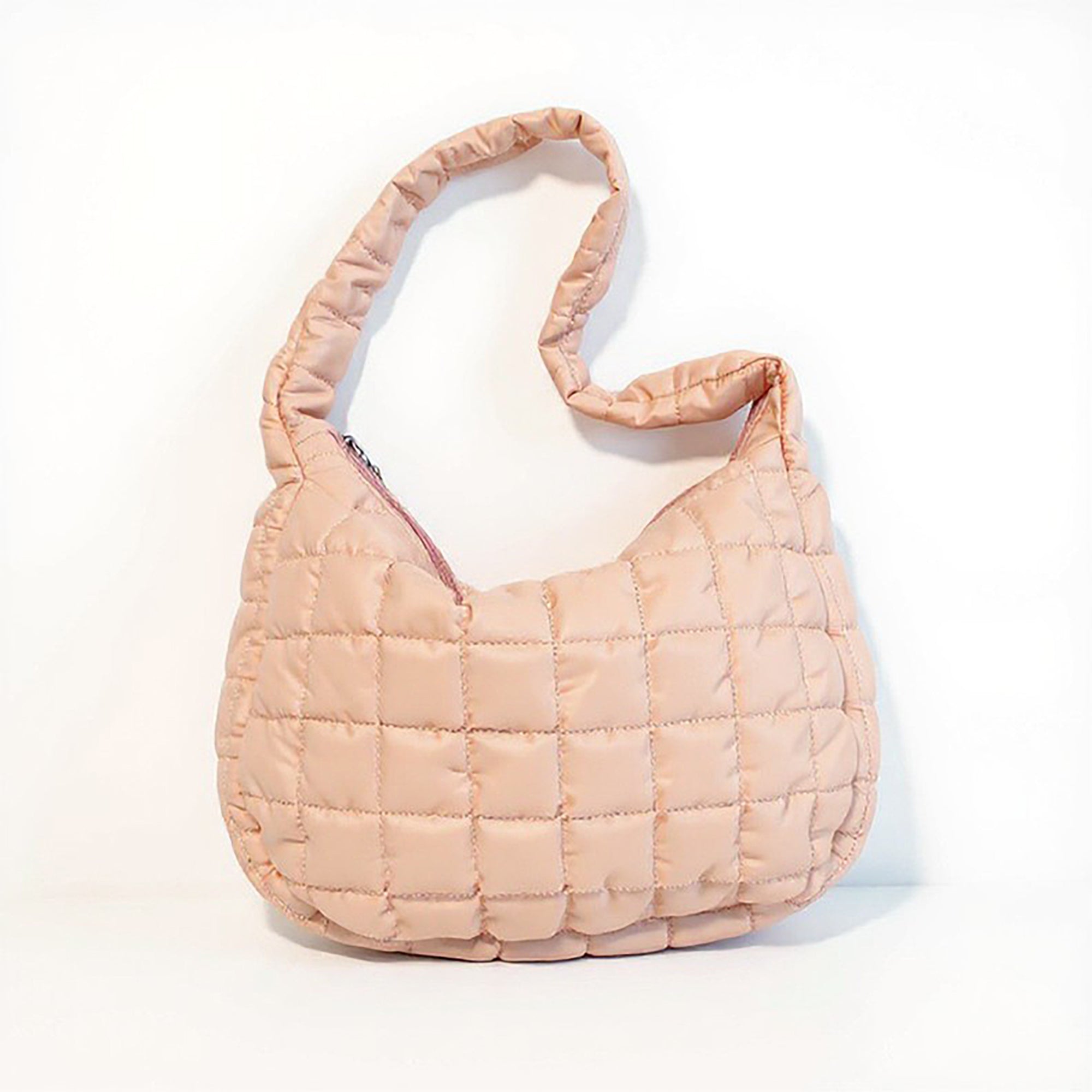 Alilang Women's Quilted Shoulder Bag with Padded Handle and Zip Top Closure