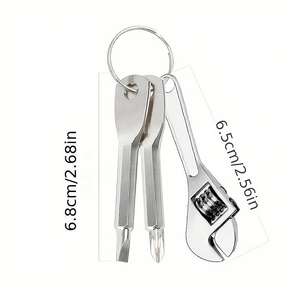 Mini Keychain Tool Set with Adjustable Wrench Screwdriver and Compact Multi Tool Design