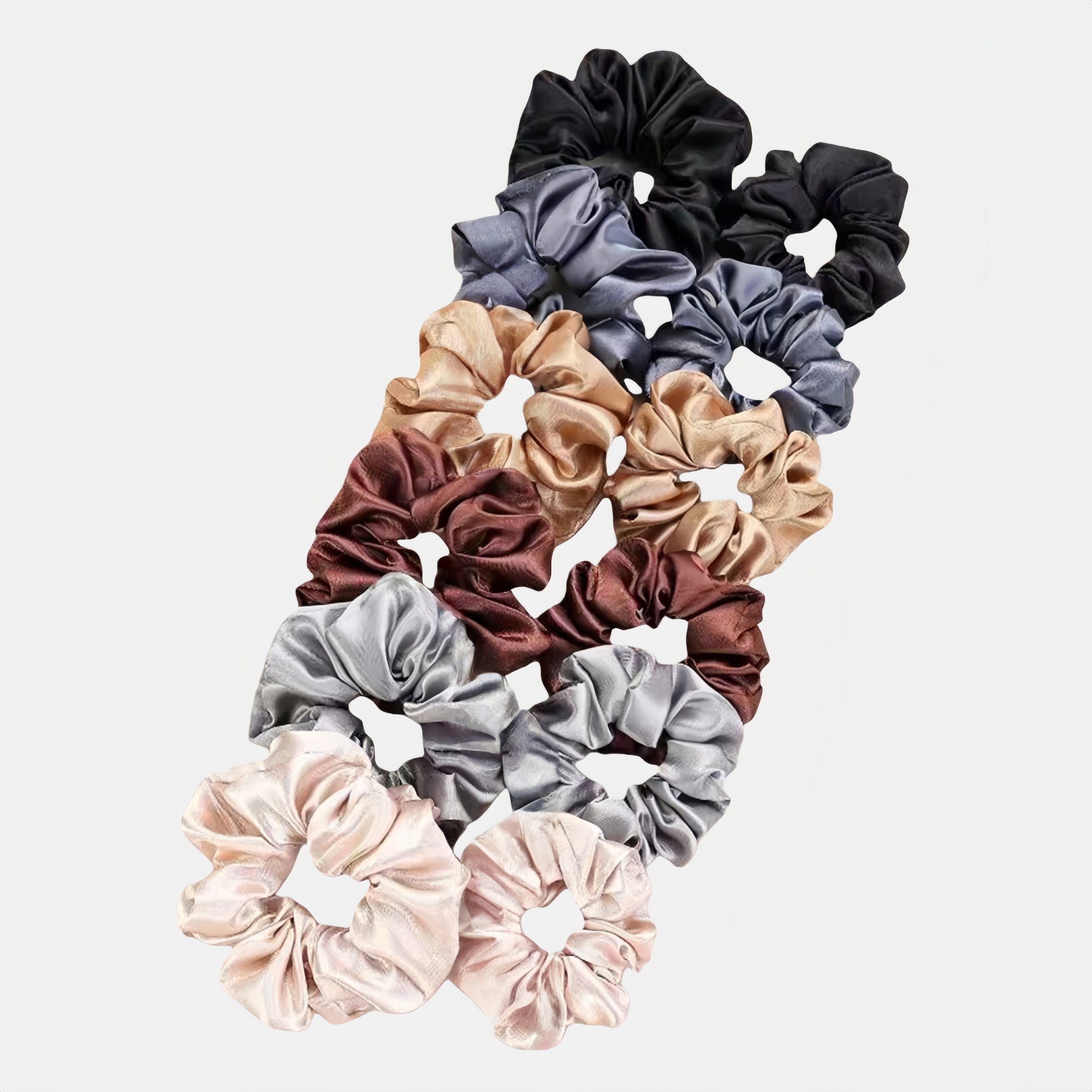 Anna-Kaci Women's Satin Hair Scrunchies 12-Piece Set with Soft Stretch Elastic and Smooth Shine Finish