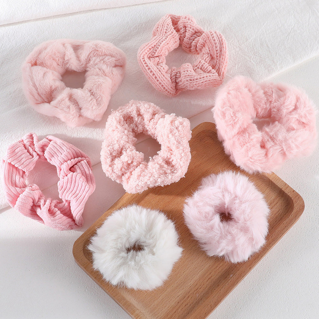 Anna-Kaci Women's Plush Hair Scrunchies 8-Piece Set with Mixed Textures Soft Stretch Elastic and Gentle Hold Design