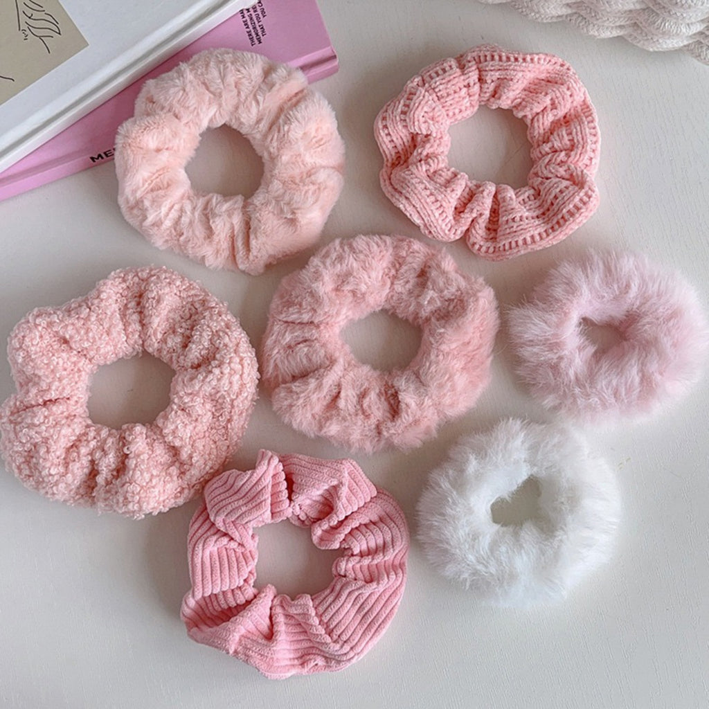 Anna-Kaci Women's Plush Hair Scrunchies 8-Piece Set with Mixed Textures Soft Stretch Elastic and Gentle Hold Design