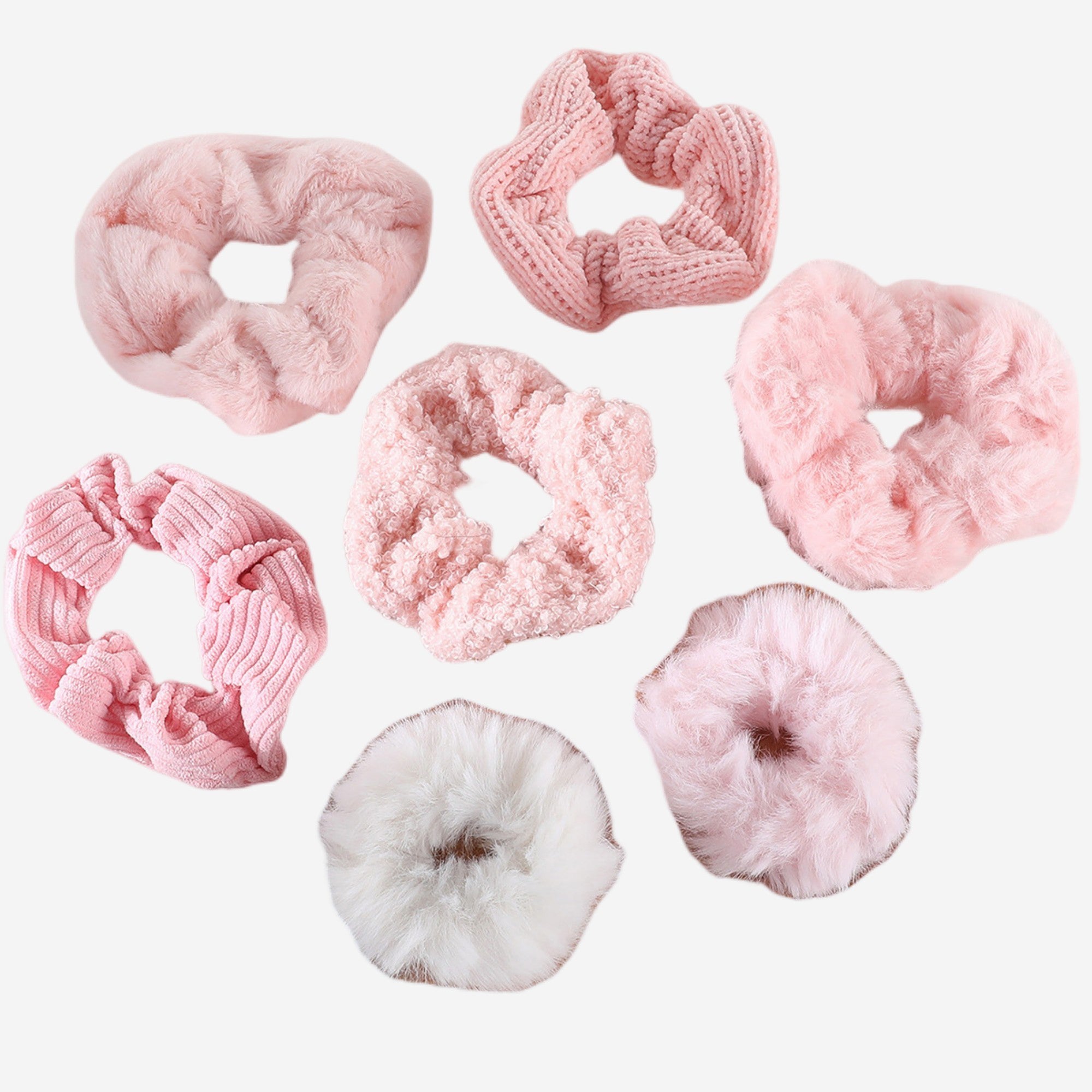 Anna-Kaci Women's Plush Hair Scrunchies 8-Piece Set with Mixed Textures Soft Stretch Elastic and Gentle Hold Design