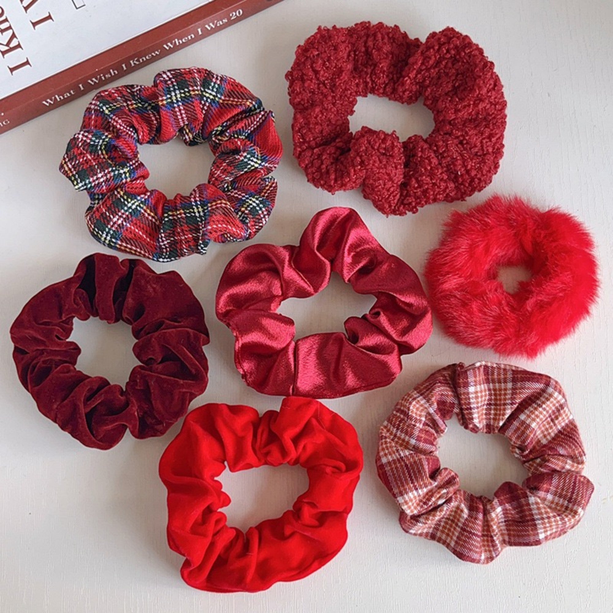 Anna-Kaci Women's Plush Hair Scrunchies 8-Piece Set with Mixed Textures Soft Stretch Elastic and Gentle Hold Design
