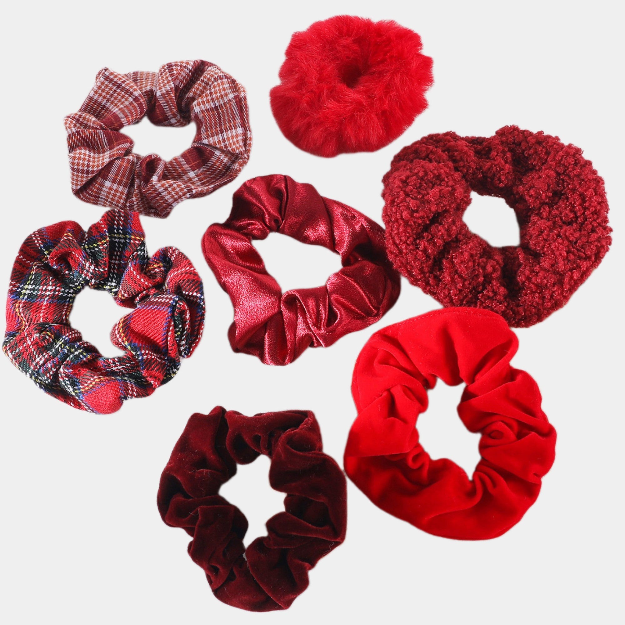 Anna-Kaci Women's Plush Hair Scrunchies 8-Piece Set with Mixed Textures Soft Stretch Elastic and Gentle Hold Design