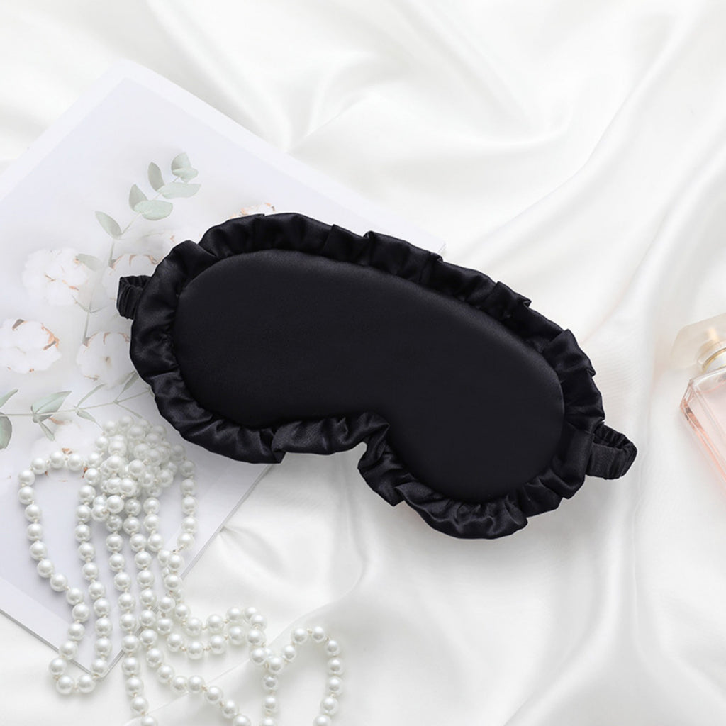 Anna-Kaci Women's 2-Piece Set Satin Sleep Eye Mask with Soft Padded Design and Elastic Strap for Comfortable Light Blocking