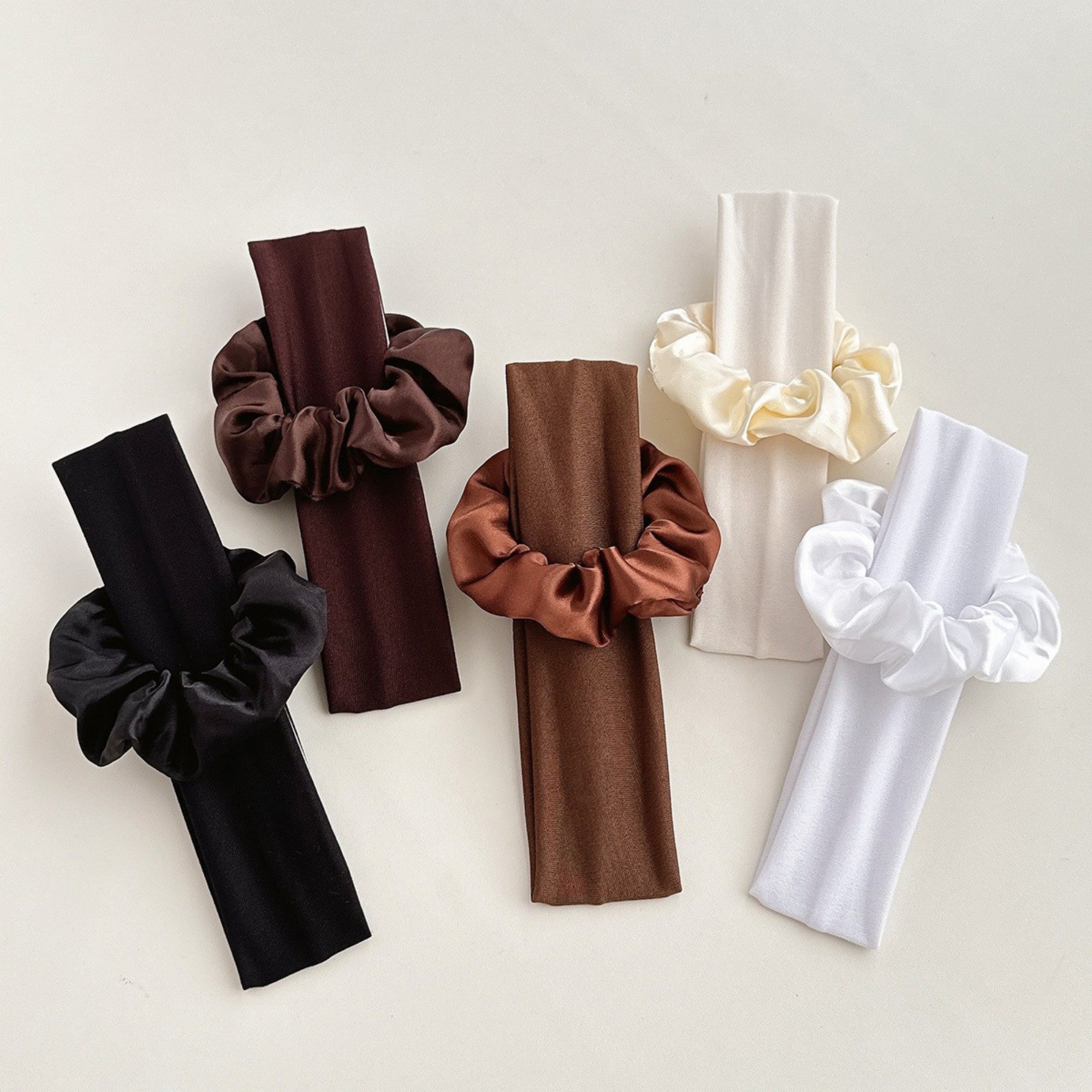 Anna-Kaci Women's 10-Piece Hair Accessories Set with Satin Scrunchies and Soft Stretch Headbands