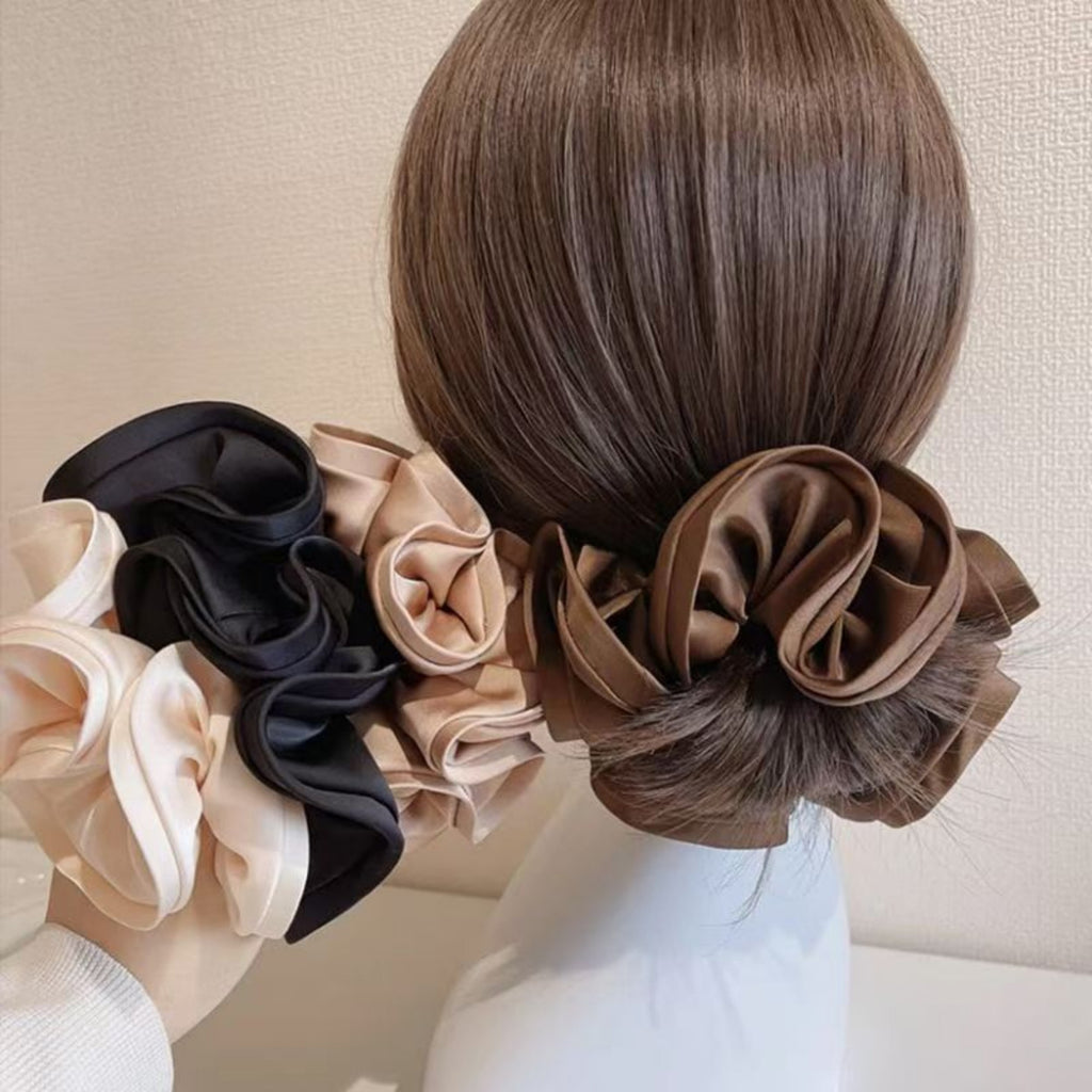 Anna-Kaci Women's Satin Hair Scrunchies 6-Piece Set with Soft Stretch Elastic and Smooth Lightweight Finish