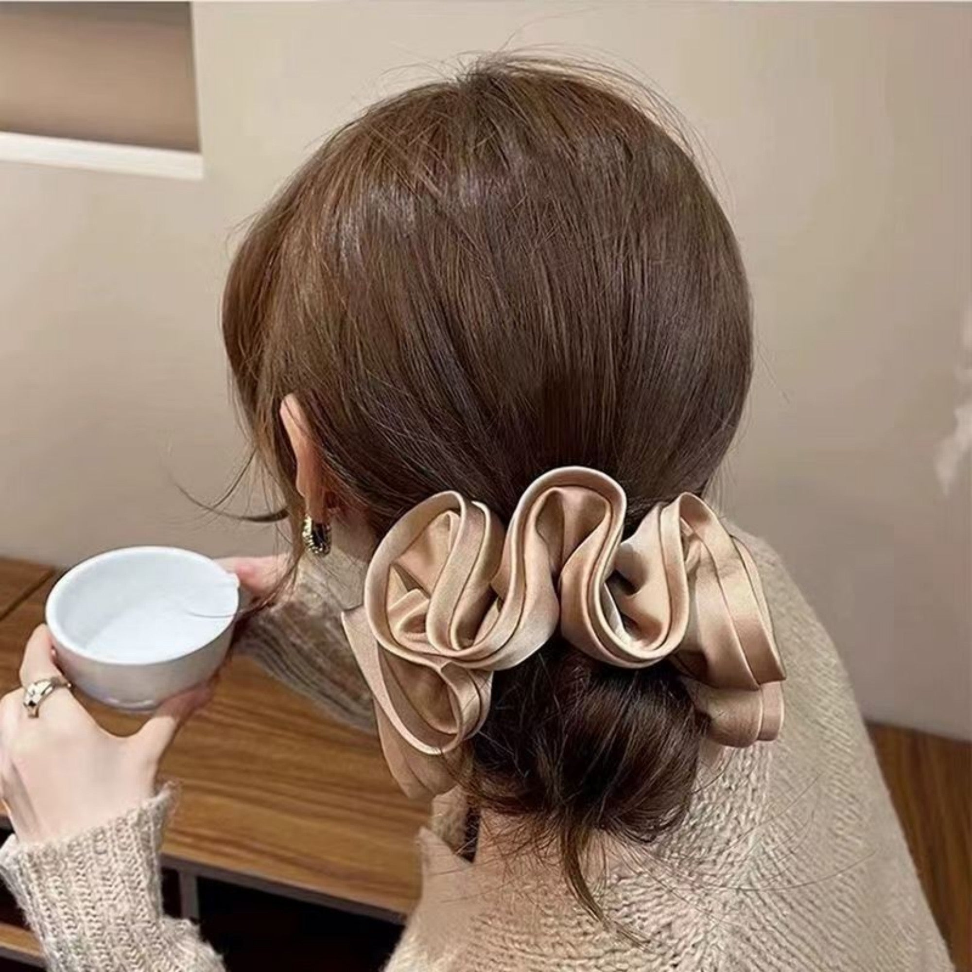 Anna-Kaci Women's Satin Hair Scrunchies 6-Piece Set with Soft Stretch Elastic and Smooth Lightweight Finish