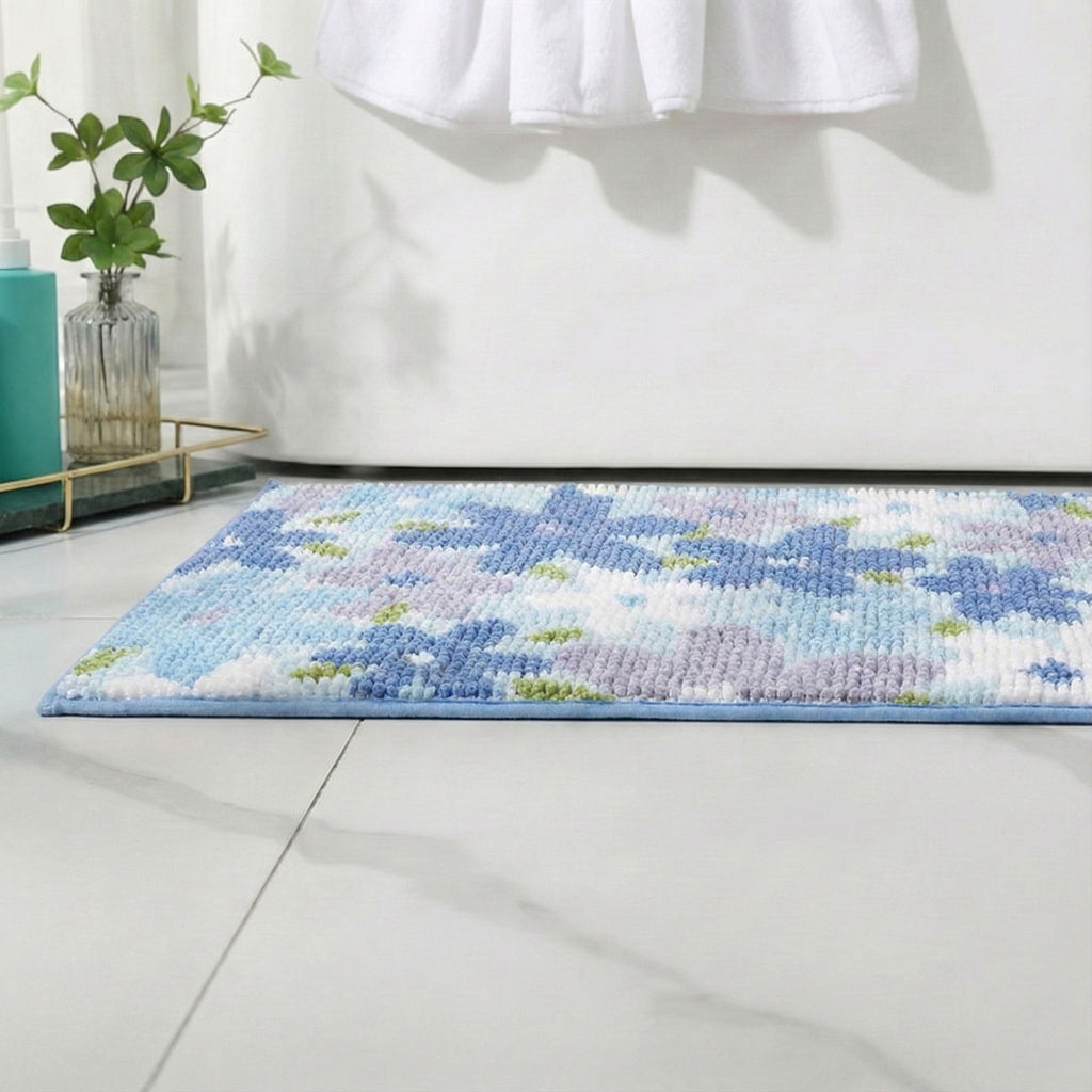 Anna-Kaci Plush Absorbent Bathroom Floor Mat with Floral Pattern Soft Textured Bath Rug for Tub Shower and Sink Areas