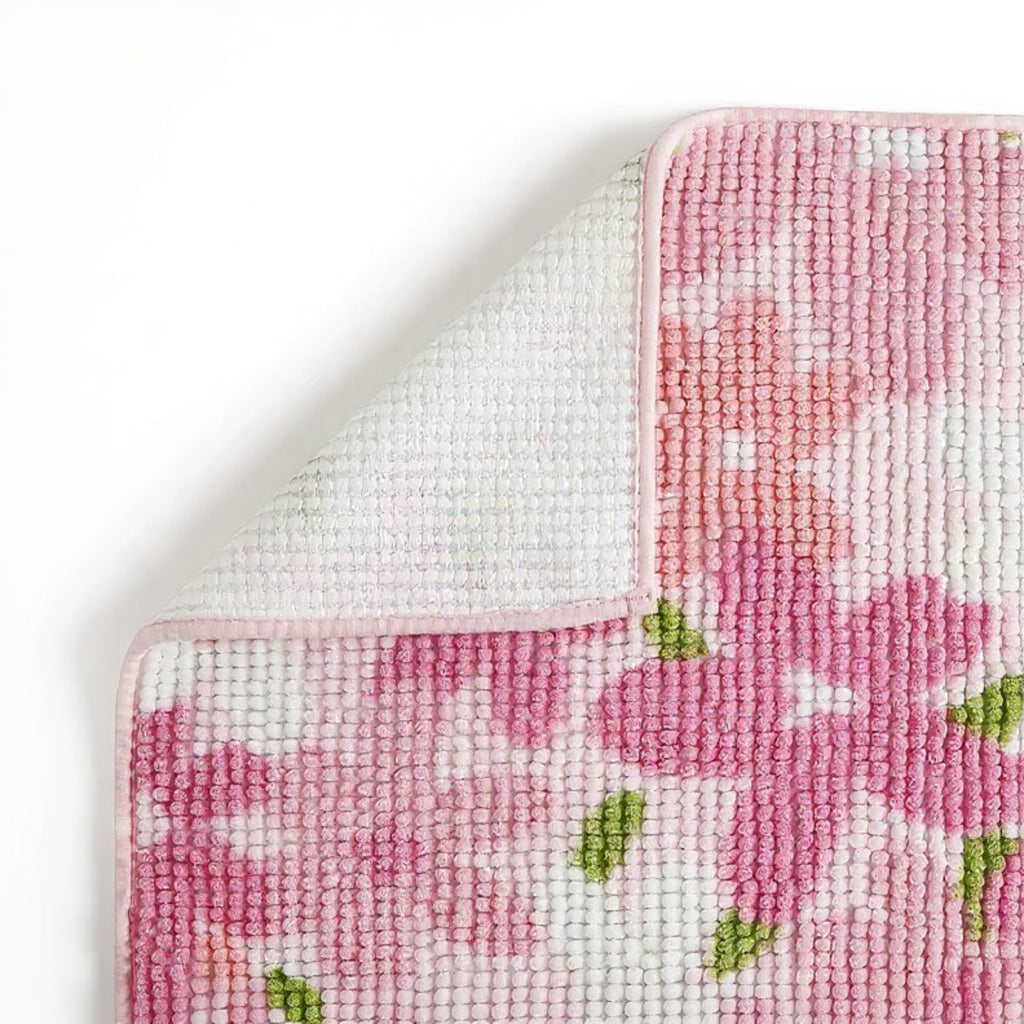 Anna-Kaci Plush Absorbent Bathroom Floor Mat with Floral Pattern Soft Textured Bath Rug for Tub Shower and Sink Areas