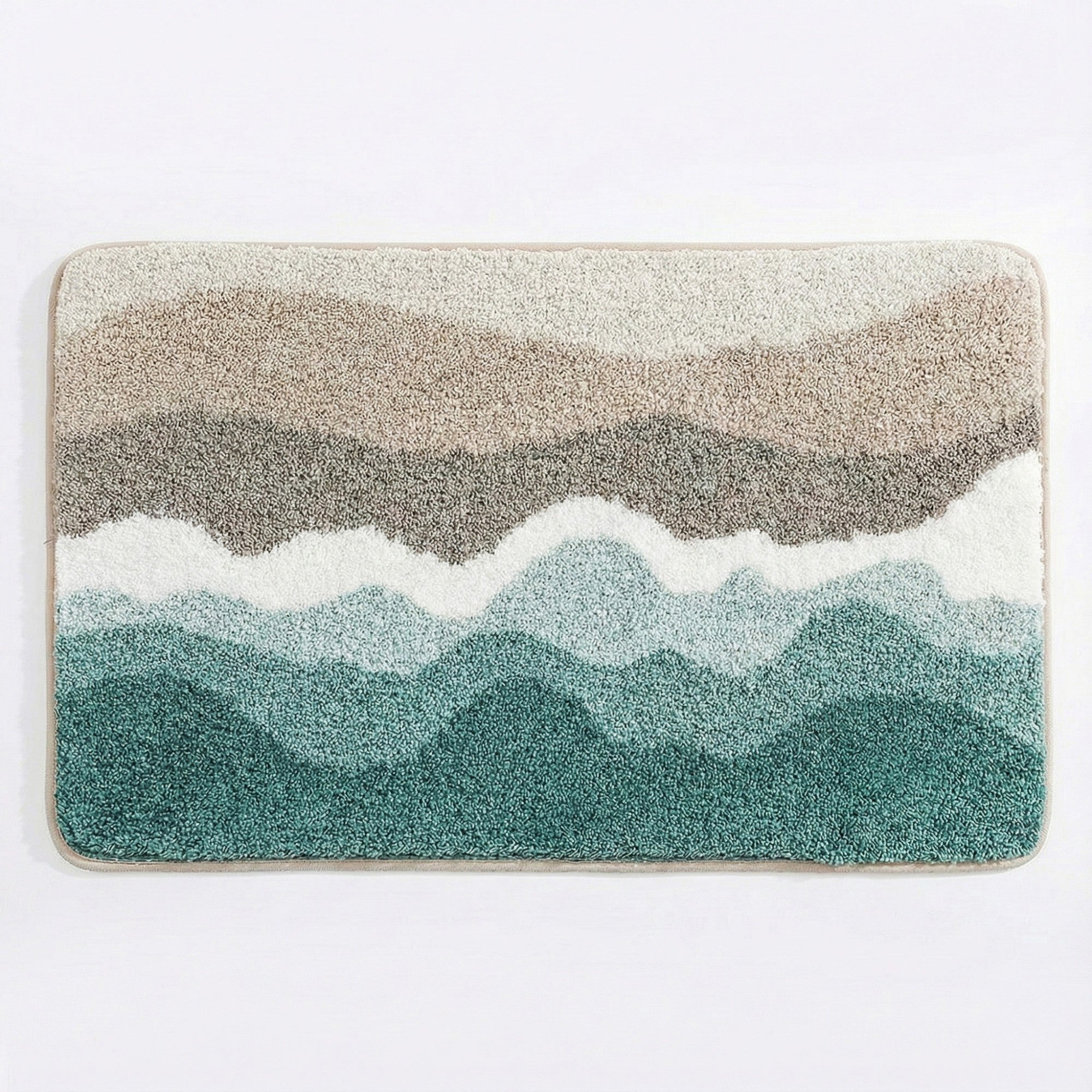 Anna-Kaci Plush Absorbent Bathroom Floor Mat with Layered Wave Pattern Soft Textured Bath Rug for Tub Shower and Sink Areas