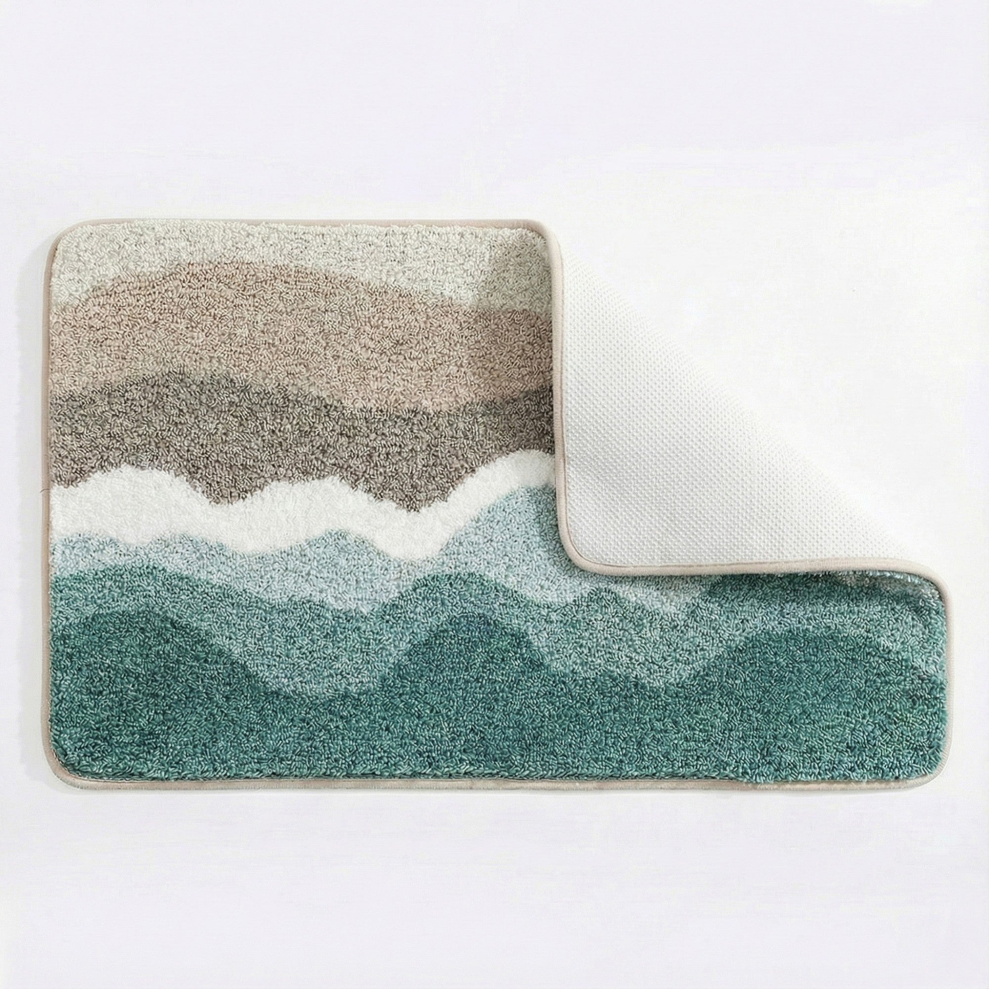 Anna-Kaci Plush Absorbent Bathroom Floor Mat with Layered Wave Pattern Soft Textured Bath Rug for Tub Shower and Sink Areas