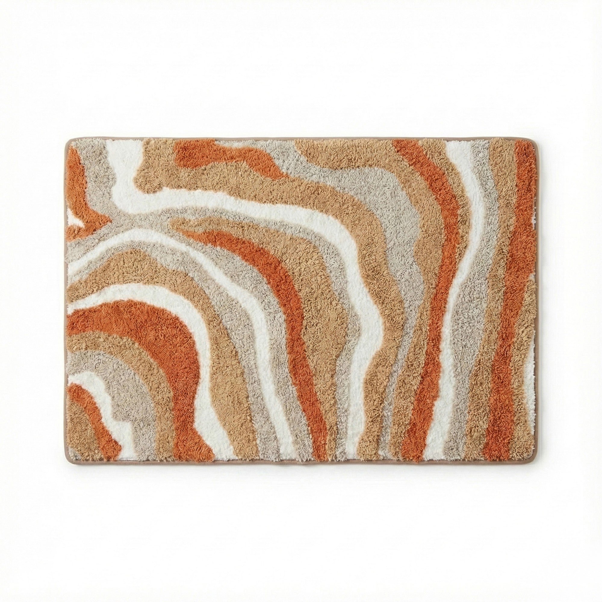 Anna-Kaci Plush Absorbent Bathroom Floor Mat with Layered Wave Pattern Soft Textured Bath Rug for Tub Shower and Sink Areas