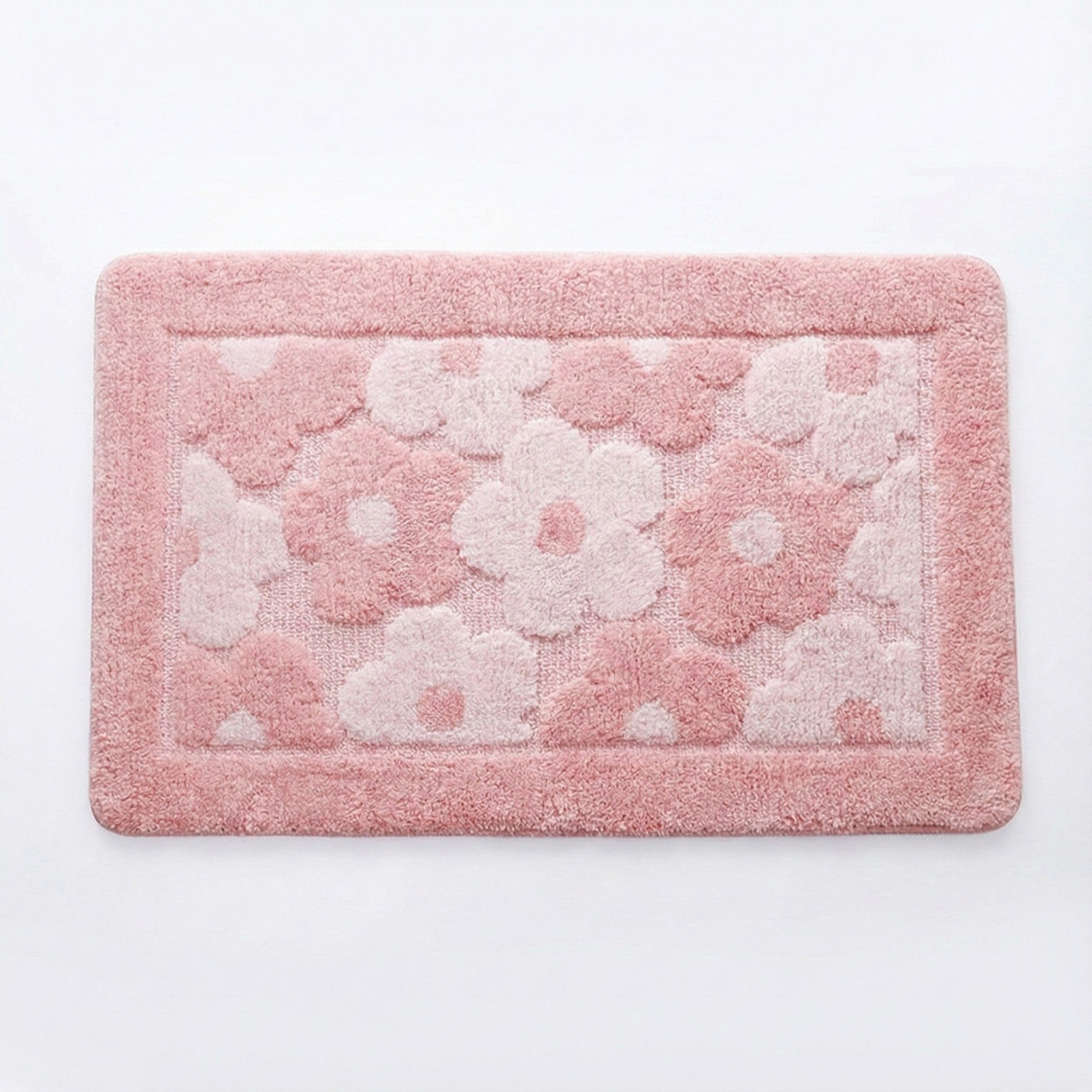 Anna-Kaci Plush Absorbent Bathroom Floor Mat with Floral Pattern Soft Textured Bath Rug for Tub Shower and Sink Areas
