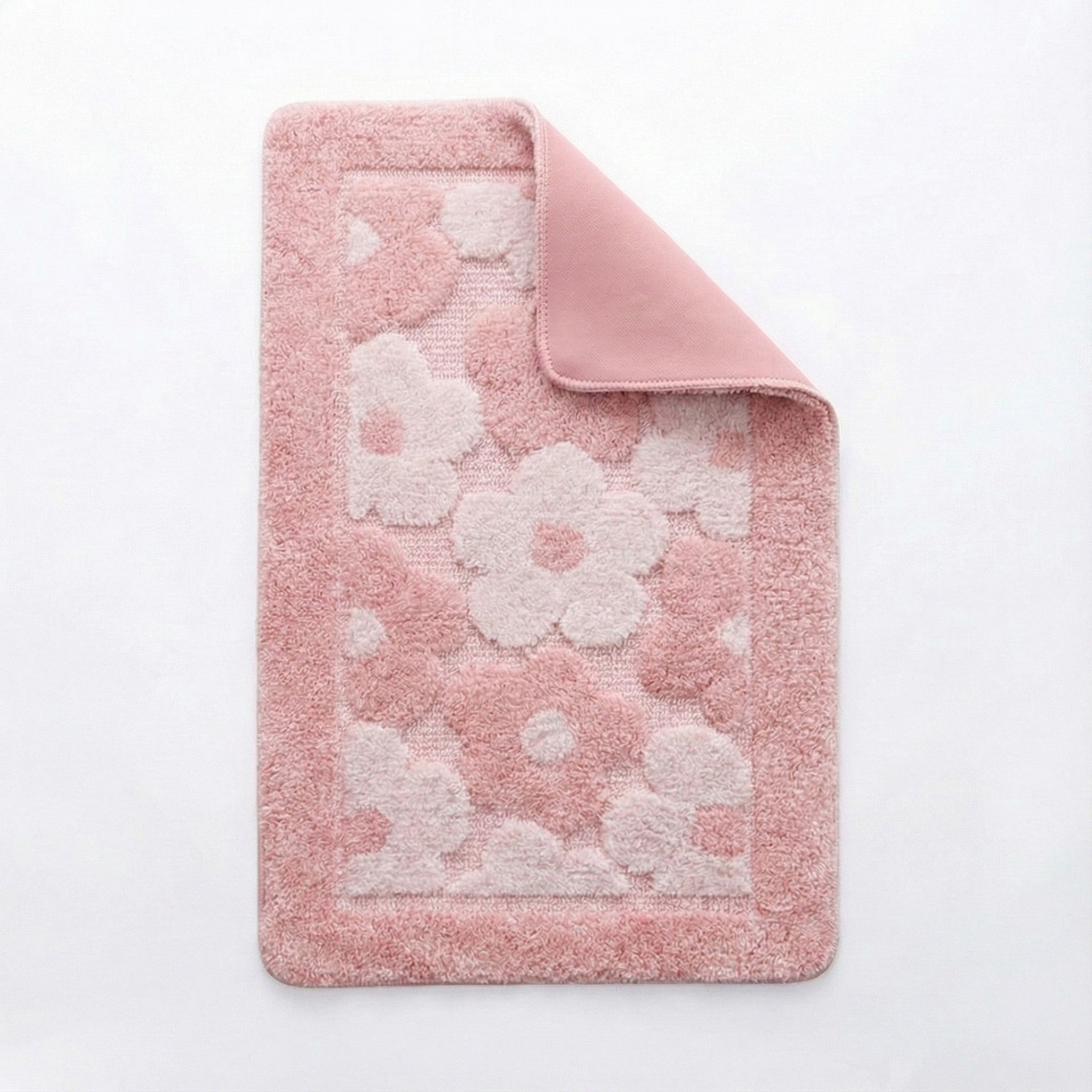 Anna-Kaci Plush Absorbent Bathroom Floor Mat with Floral Pattern Soft Textured Bath Rug for Tub Shower and Sink Areas