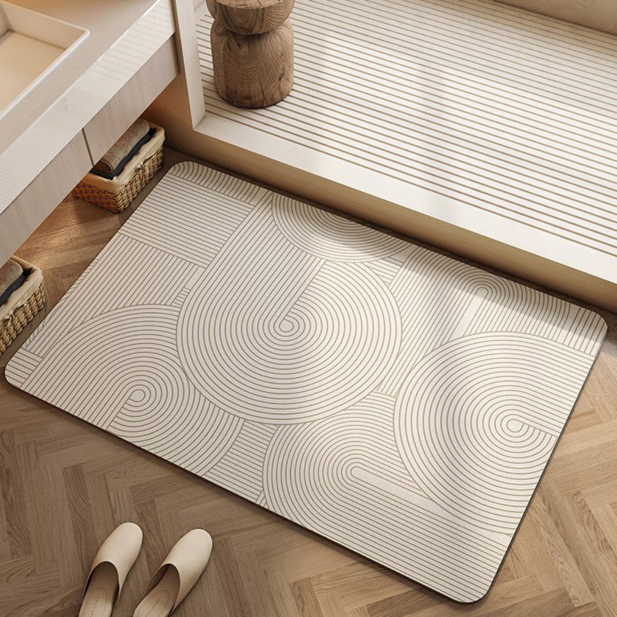 Anna-Kaci Anti Fatigue Kitchen Floor Mat with Geometric Line Pattern Cushioned Standing Rug for Sink Counter and Prep Areas