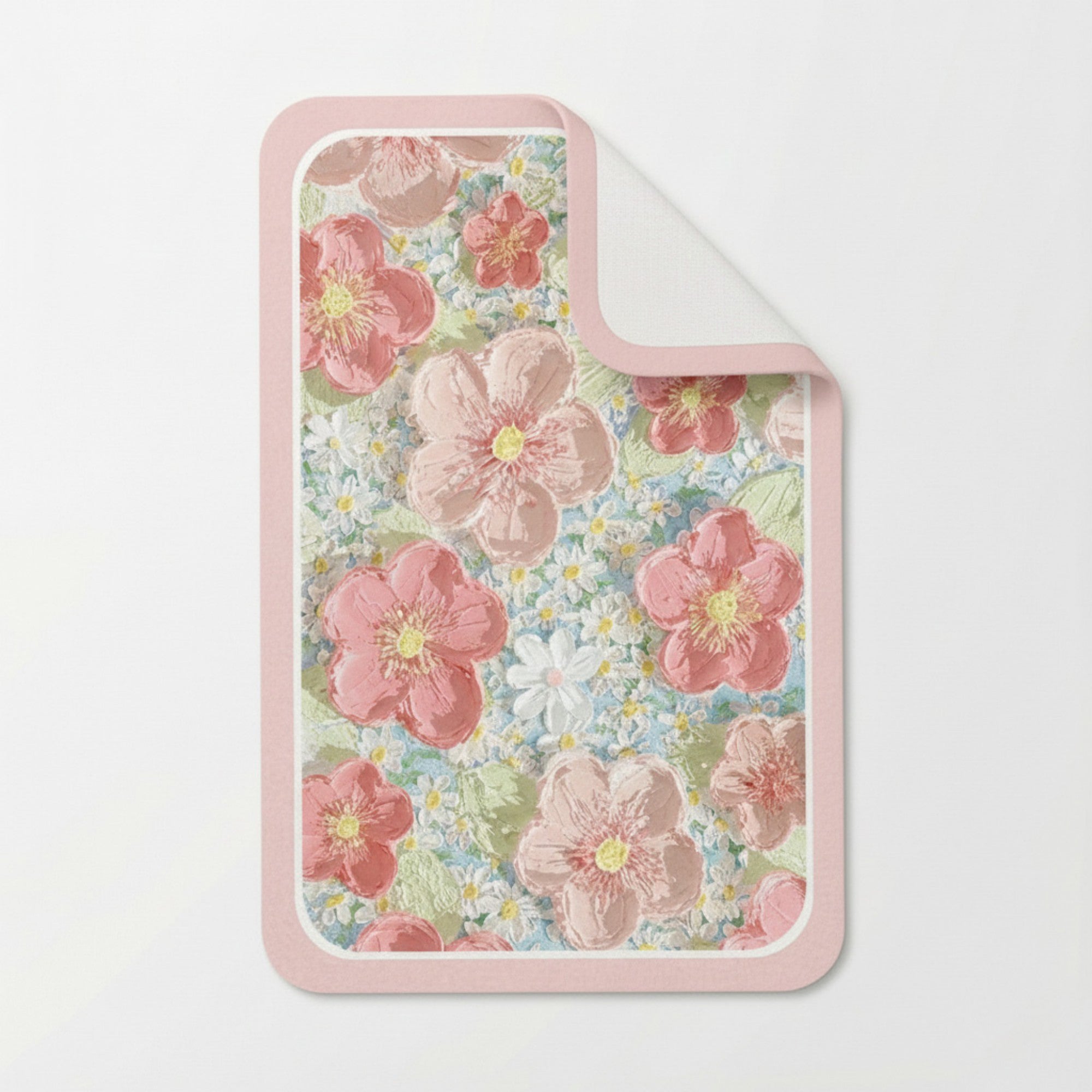 Anna-Kaci Plush Absorbent Bathroom Floor Mat with Floral Pattern Soft Cushioned Bath Rug for Tub Shower and Sink Areas
