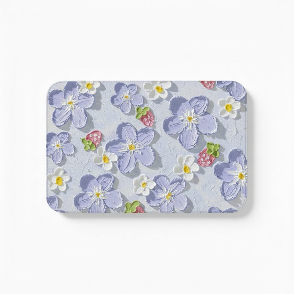 Anna-Kaci Plush Absorbent Bathroom Floor Mat with Floral Pattern Soft Cushioned Bath Rug for Tub Shower and Sink Areas
