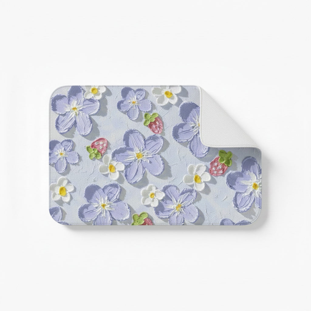Anna-Kaci Plush Absorbent Bathroom Floor Mat with Floral Pattern Soft Cushioned Bath Rug for Tub Shower and Sink Areas