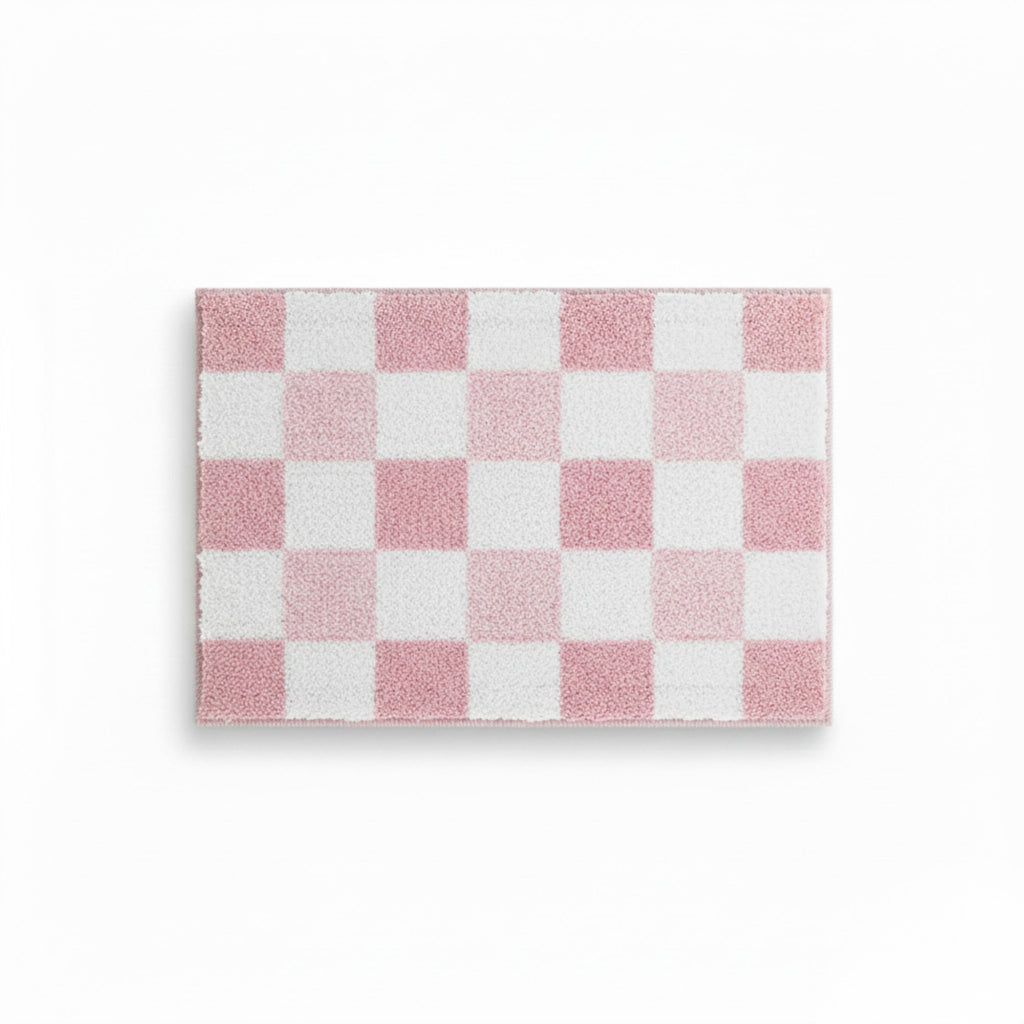 Anna-Kaci Plush Absorbent Bathroom Floor Mat with Grid Pattern Soft Textured Bath Rug for Shower Tub and Sink Areas