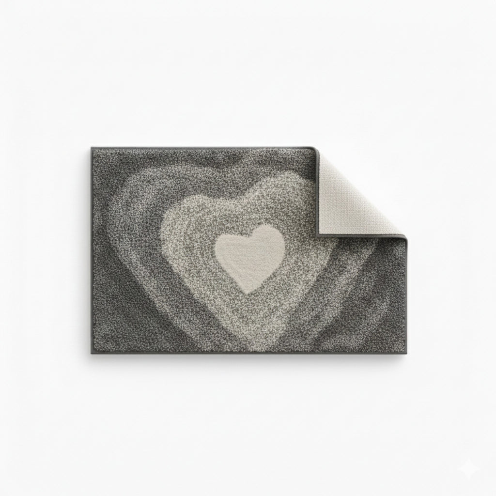 Anna-Kaci Plush Absorbent Bathroom Floor Mat with Heart Pattern Soft Textured Bath Rug for Tub Shower and Sink Areas
