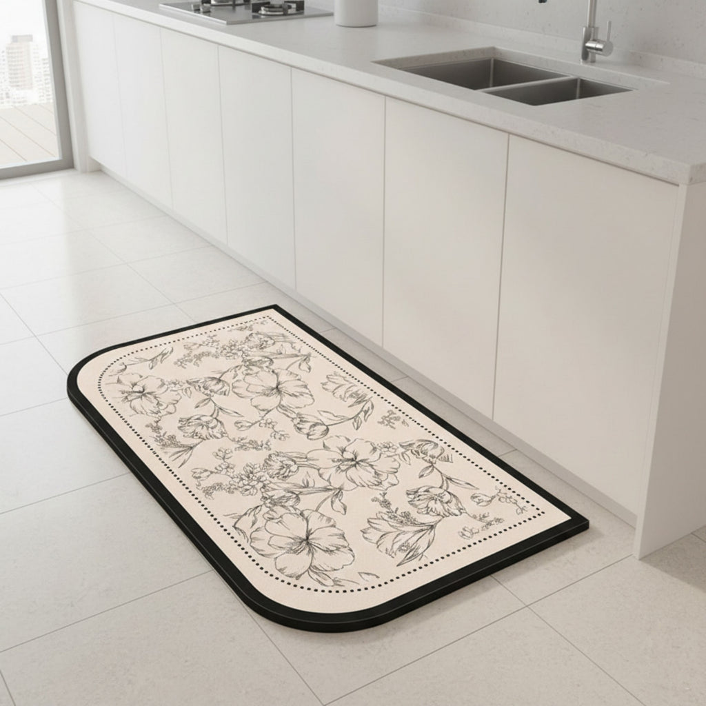Anna-Kaci Anti Fatigue Kitchen Floor Mat with Floral Pattern Cushioned Standing Rug for Sink Counter and Prep Areas