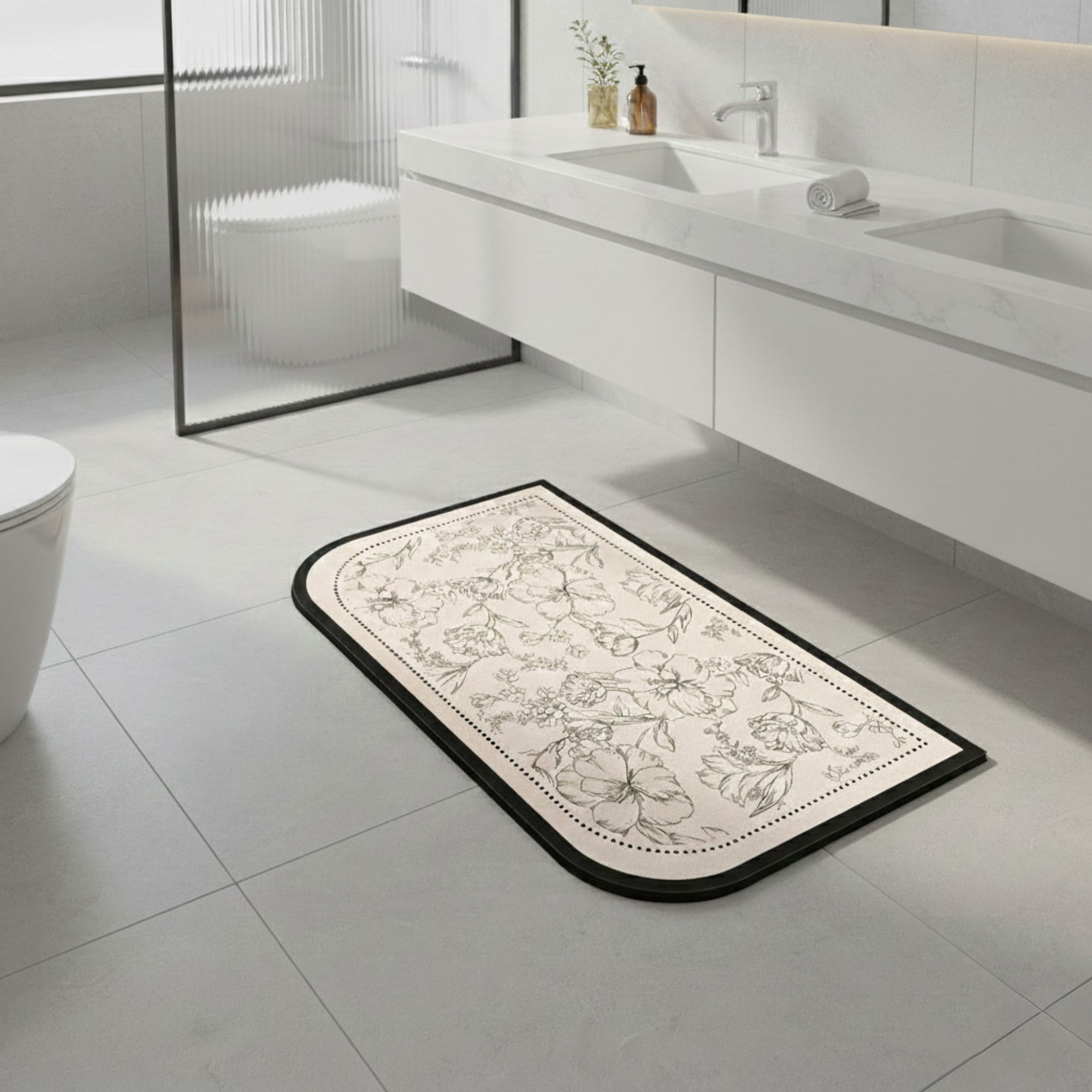 Anna-Kaci Anti Fatigue Kitchen Floor Mat with Floral Pattern Cushioned Standing Rug for Sink Counter and Prep Areas