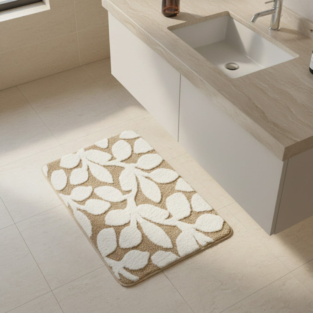 Anna-Kaci Women's Floral Pattern Bath Mat Soft Textured Bathroom Rug