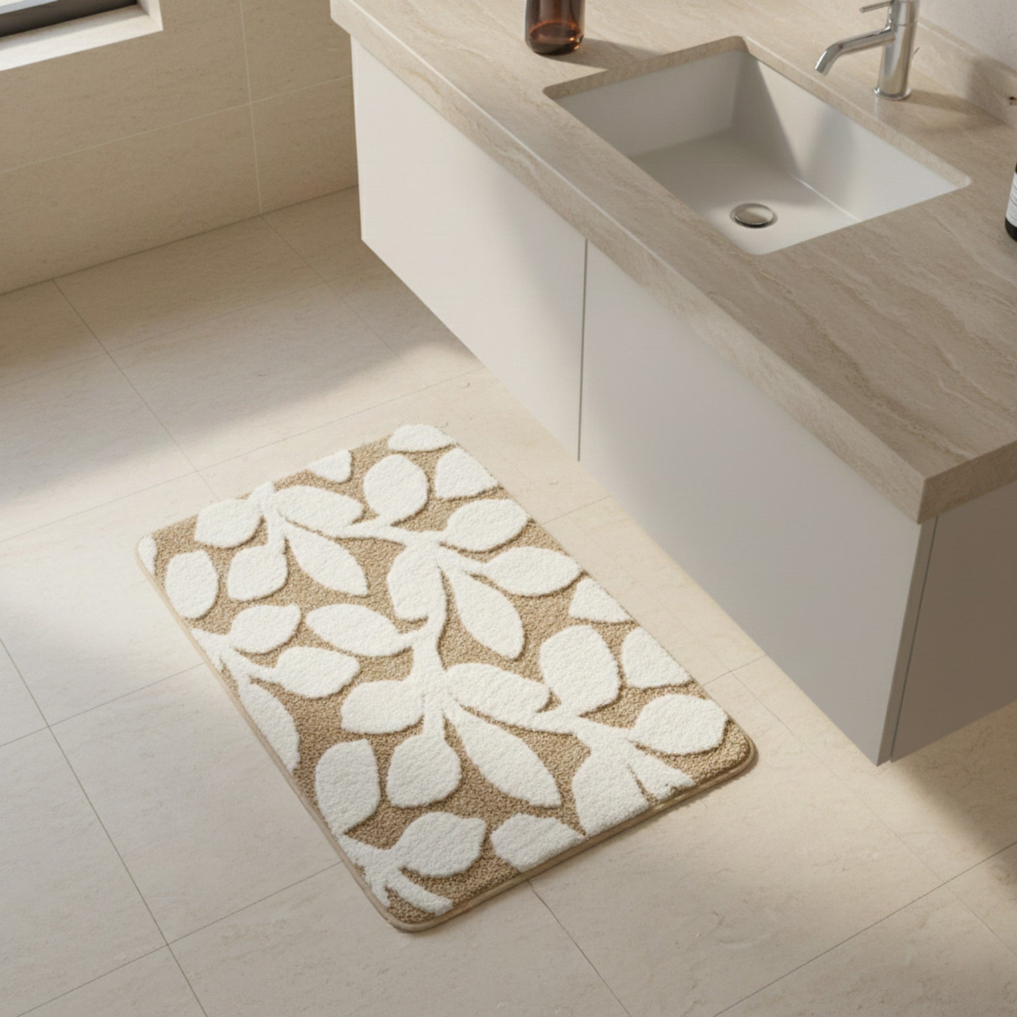Anna-Kaci Women's Floral Pattern Bath Mat Soft Textured Bathroom Rug