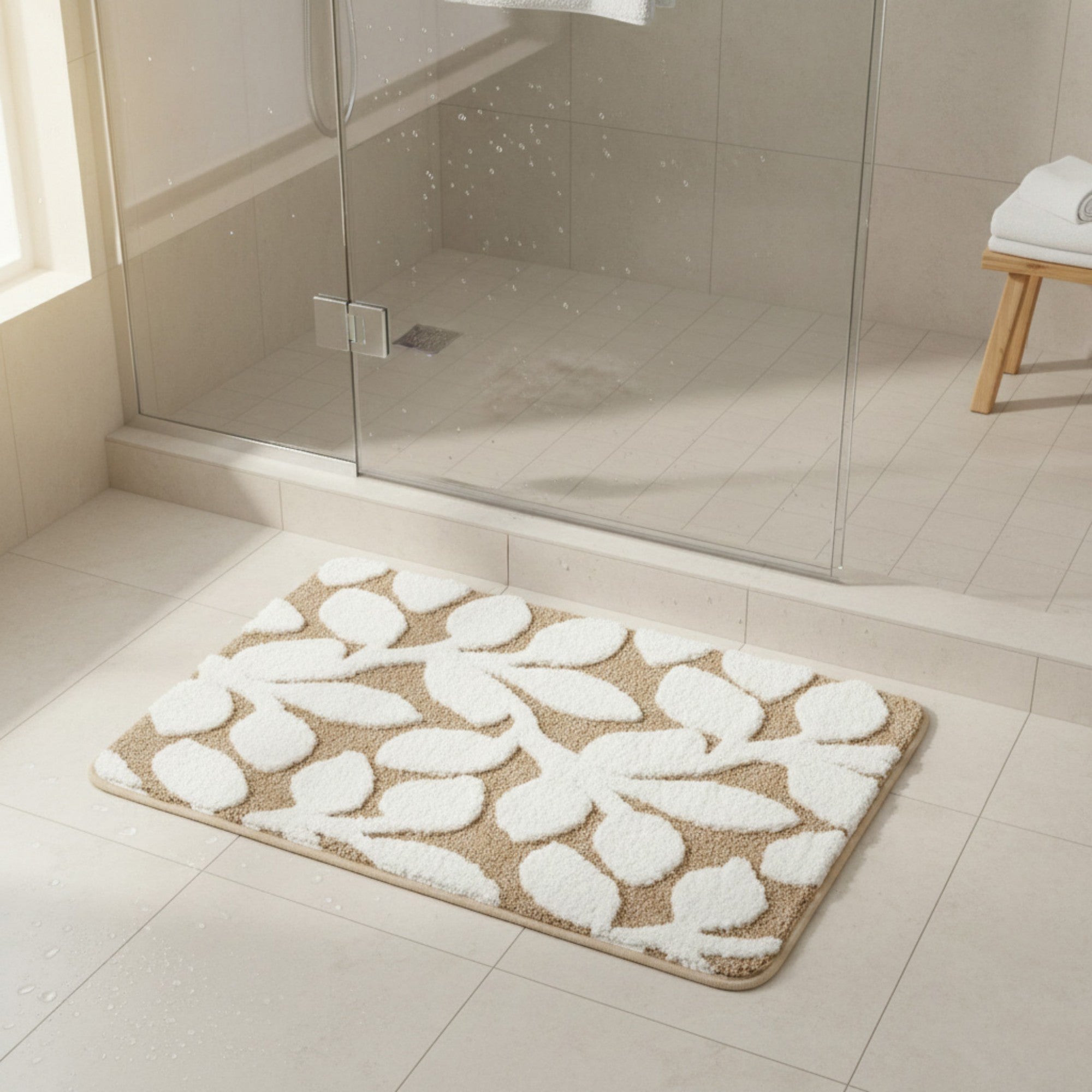 Anna-Kaci Women's Floral Pattern Bath Mat Soft Textured Bathroom Rug
