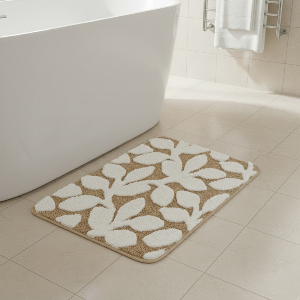 Anna-Kaci Women's Floral Pattern Bath Mat Soft Textured Bathroom Rug