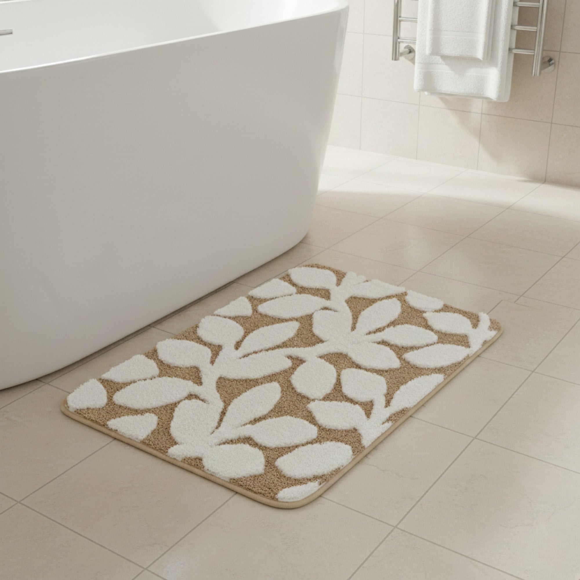 Anna-Kaci Women's Floral Pattern Bath Mat Soft Textured Bathroom Rug