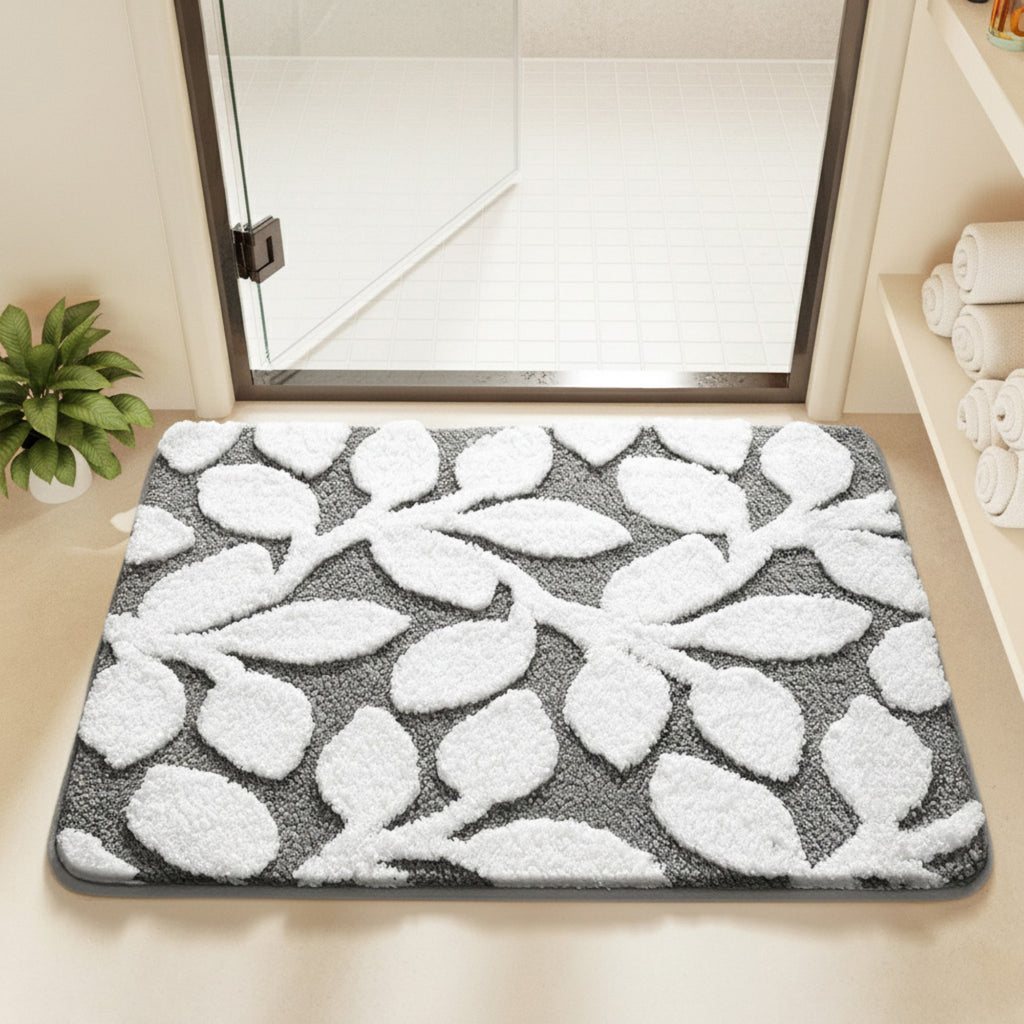 Anna-Kaci Women's Floral Pattern Bath Mat Soft Textured Bathroom Rug