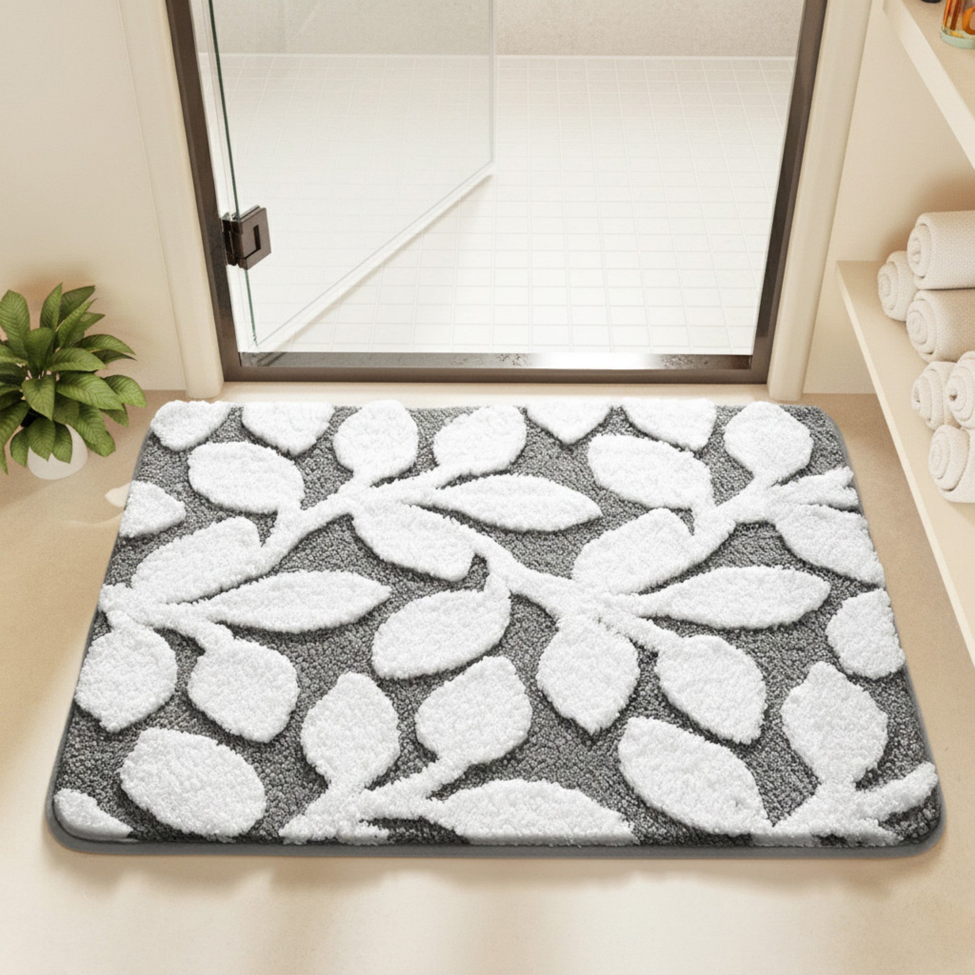 Anna-Kaci Women's Floral Pattern Bath Mat Soft Textured Bathroom Rug