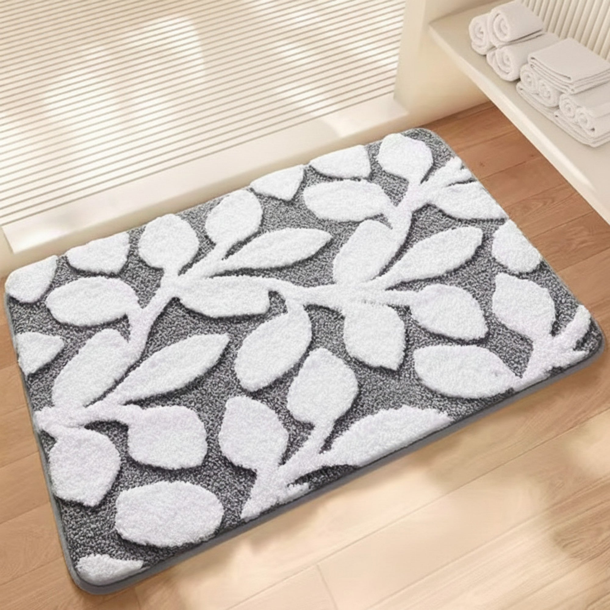 Anna-Kaci Women's Floral Pattern Bath Mat Soft Textured Bathroom Rug